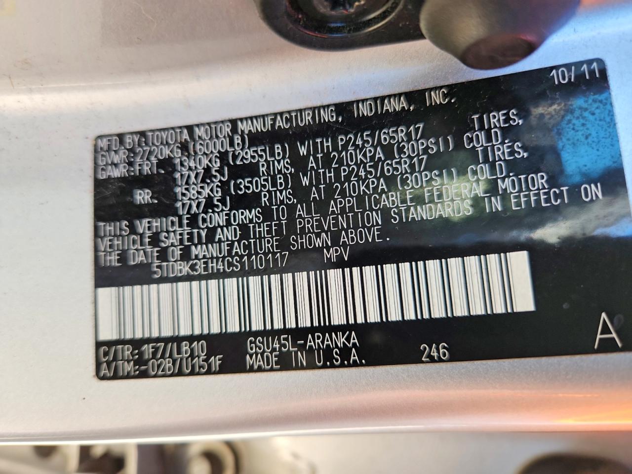 2012 Toyota Highlander Se Silver vin: 5TDBK3EH4CS110117
