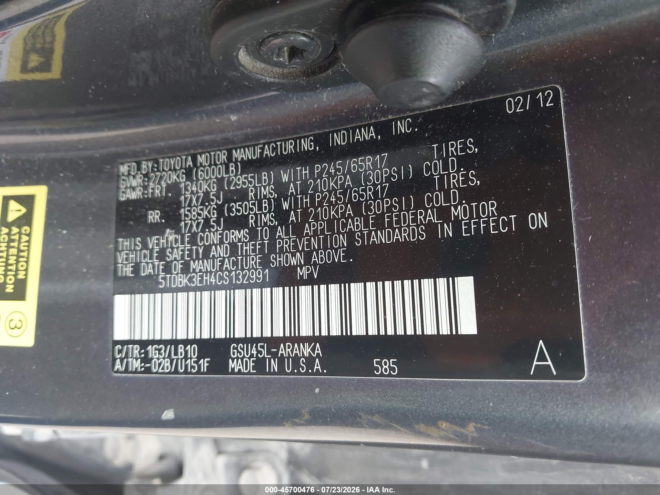 2012 Toyota Highlander Se V6 Gray vin: 5TDBK3EH4CS132991