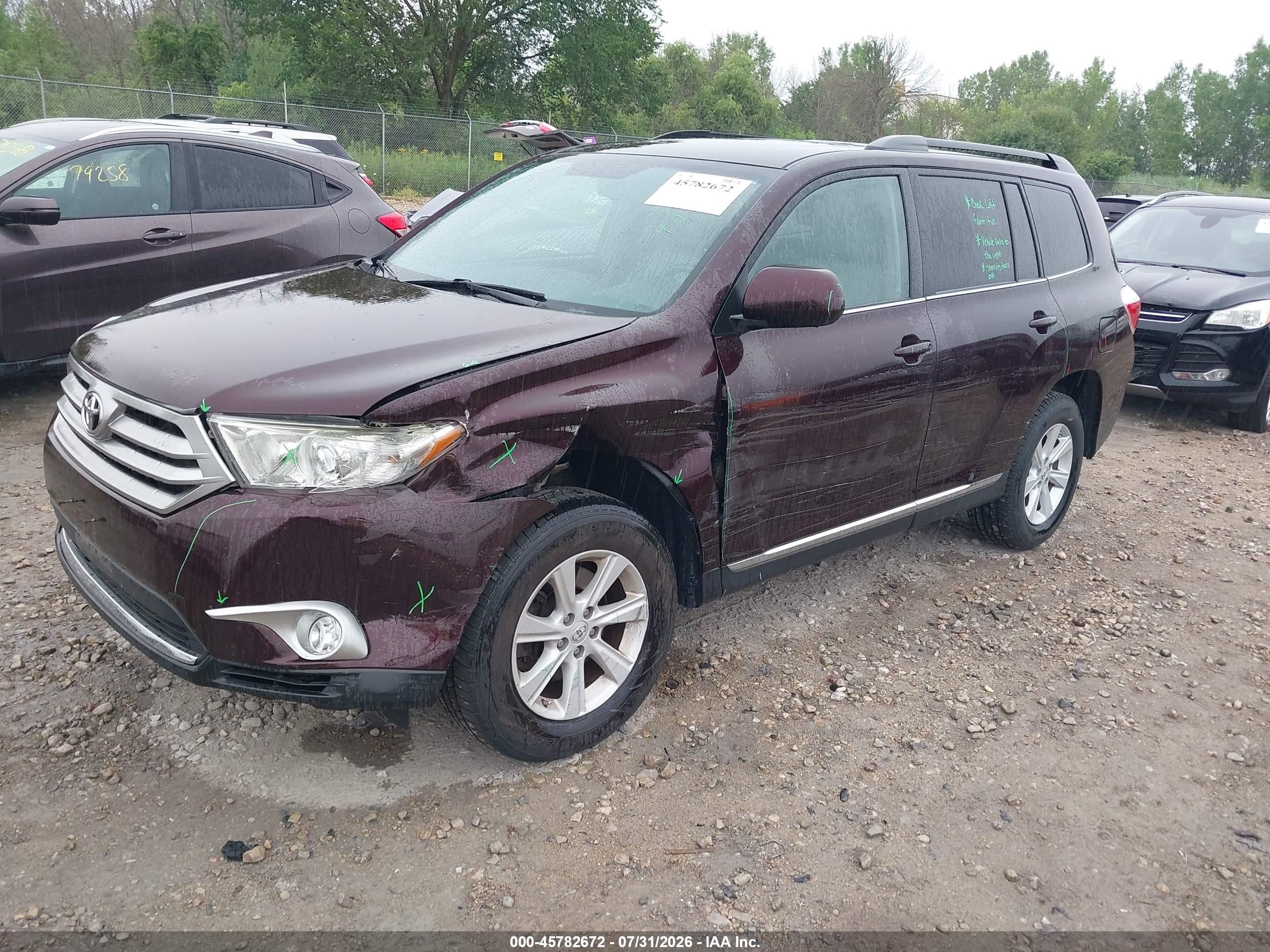 2013 Toyota Highlander Se V6 Burgundy vin: 5TDBK3EH4DS193887