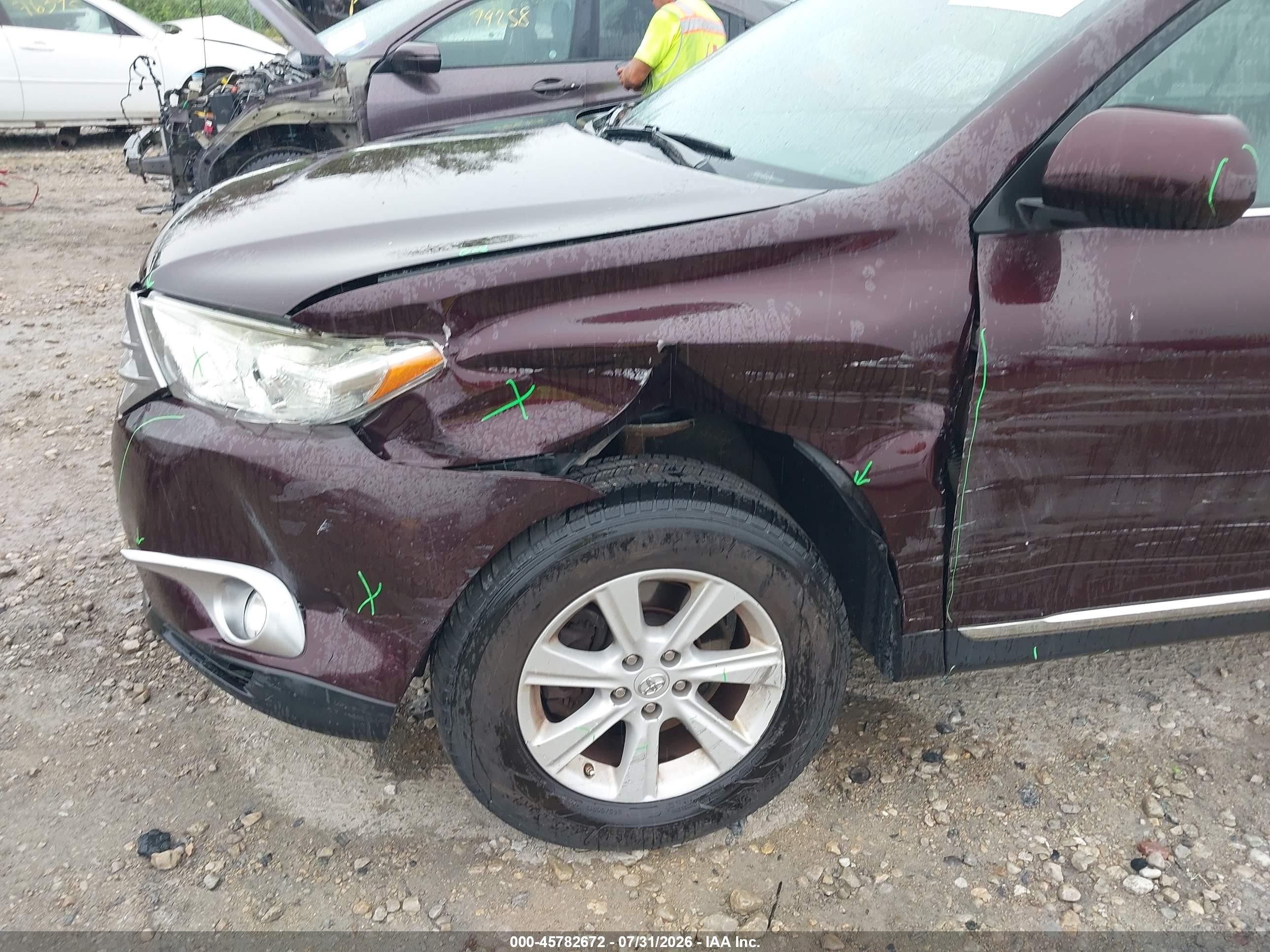 2013 Toyota Highlander Se V6 Burgundy vin: 5TDBK3EH4DS193887
