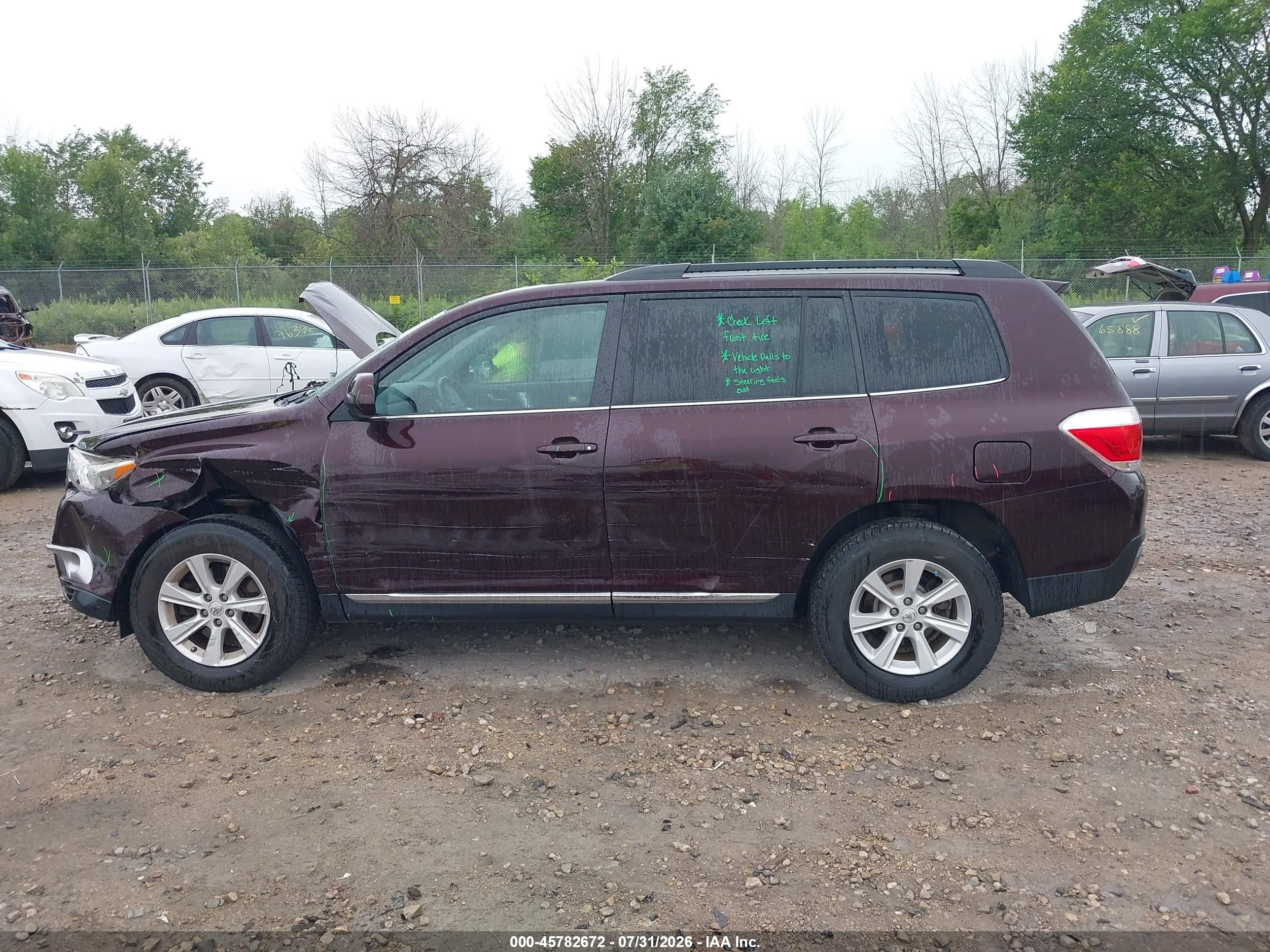 2013 Toyota Highlander Se V6 Burgundy vin: 5TDBK3EH4DS193887