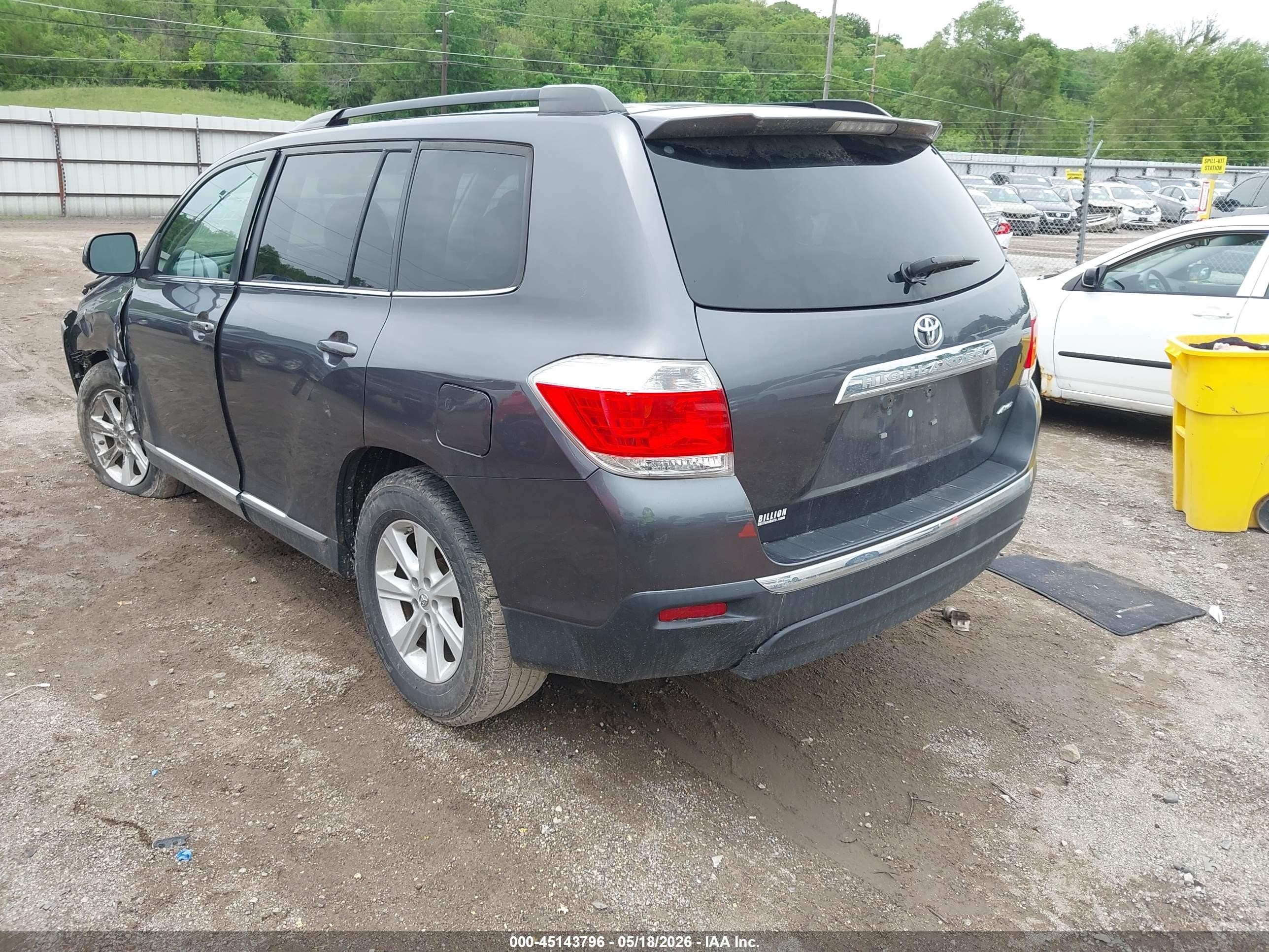 2013 Toyota Highlander Se V6 Gray vin: 5TDBK3EH4DS279202