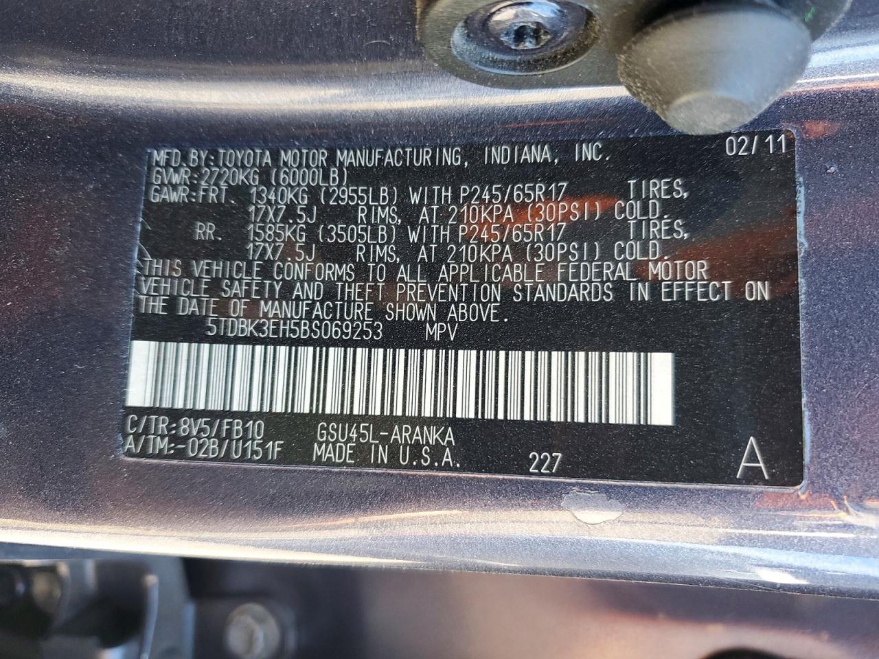 2011 Toyota Highlander Gray vin: 5TDBK3EH5BS069253