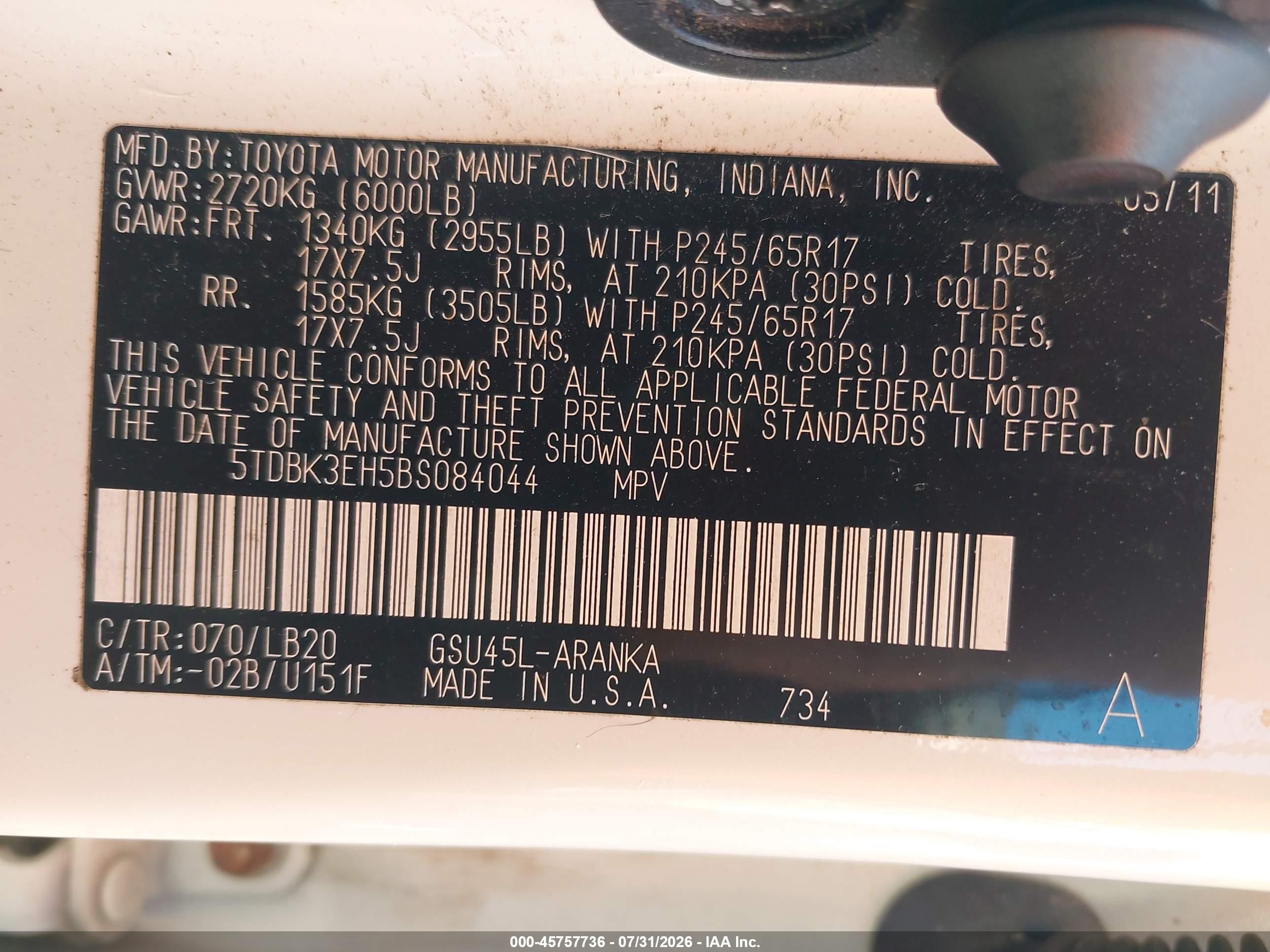2011 Toyota Highlander Se V6 White vin: 5TDBK3EH5BS084044