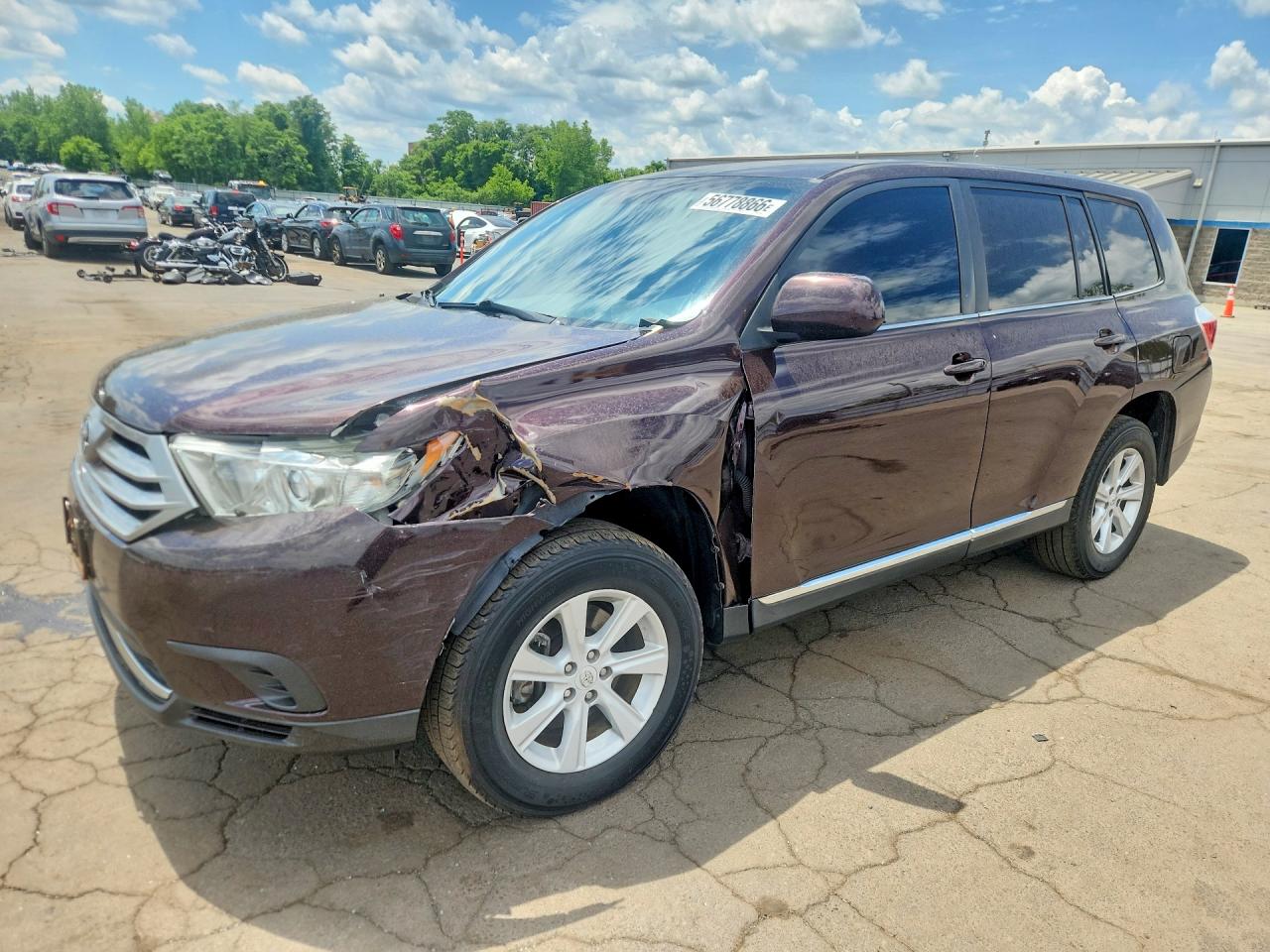 2012 Toyota Highlander Base Burgundy vin: 5TDBK3EH5CS159486