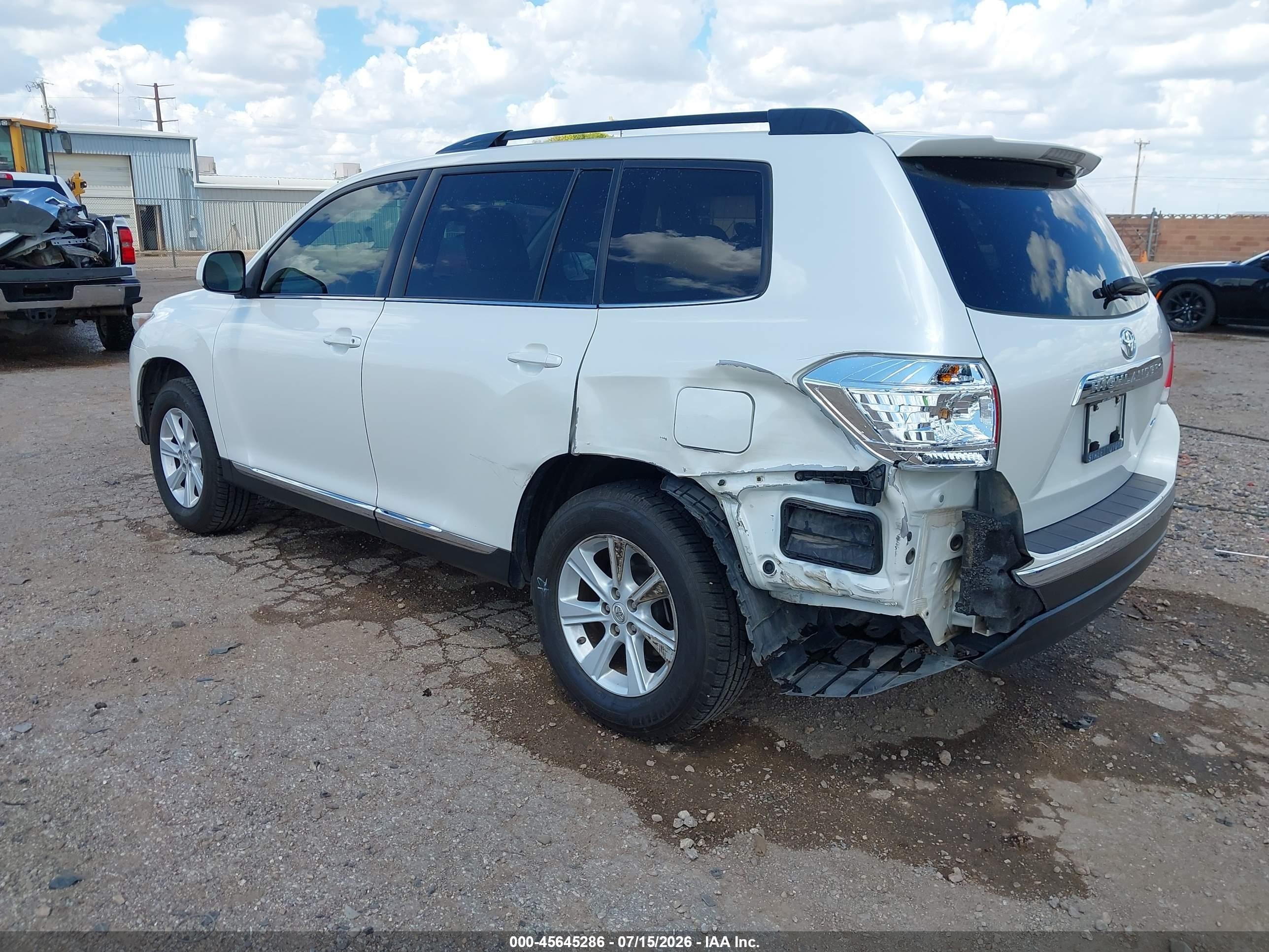 2013 Toyota Highlander Base Plus V6 White vin: 5TDBK3EH5DS179030