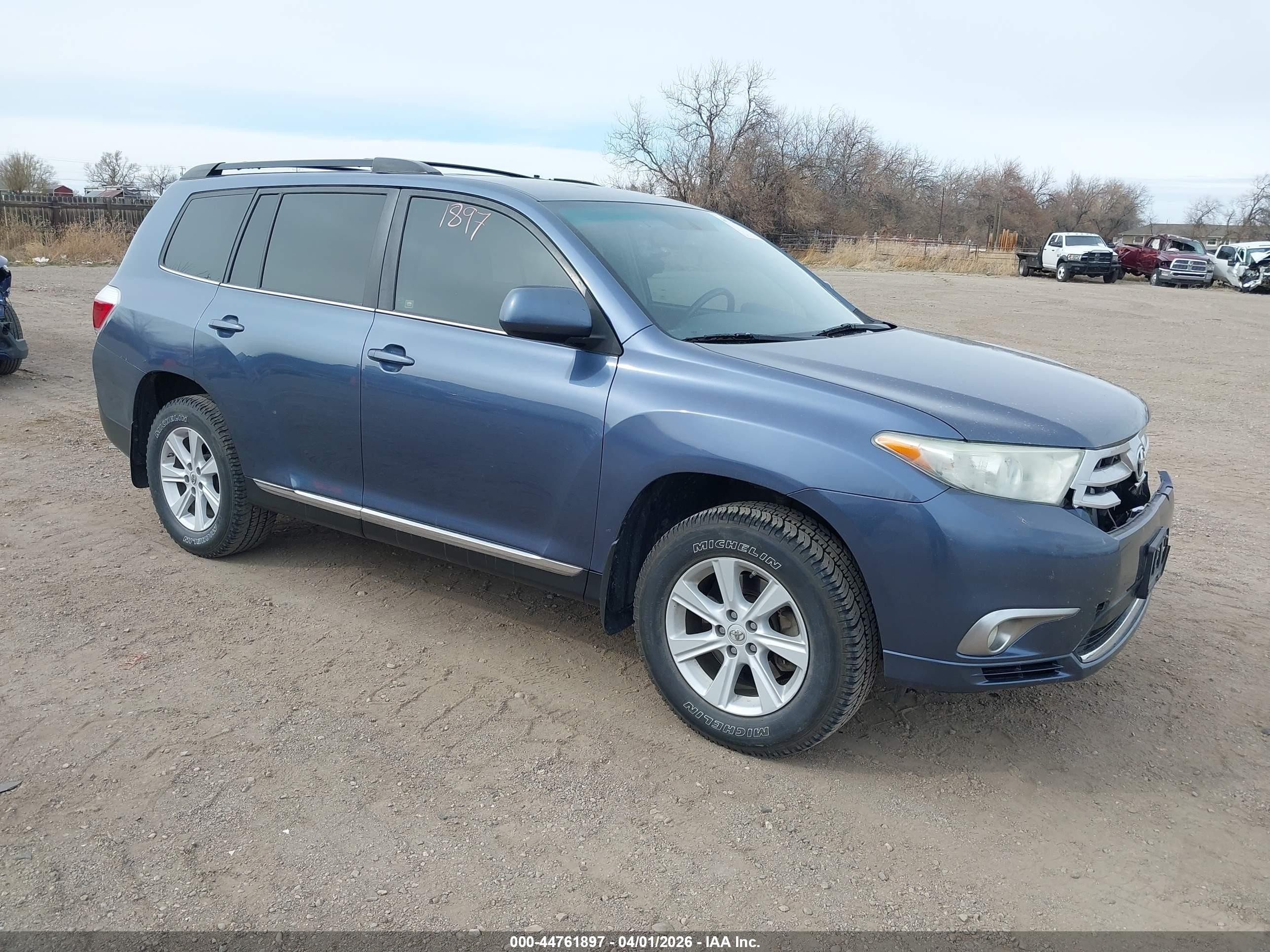 2013 Toyota Highlander Se V6 Blue vin: 5TDBK3EH5DS221518