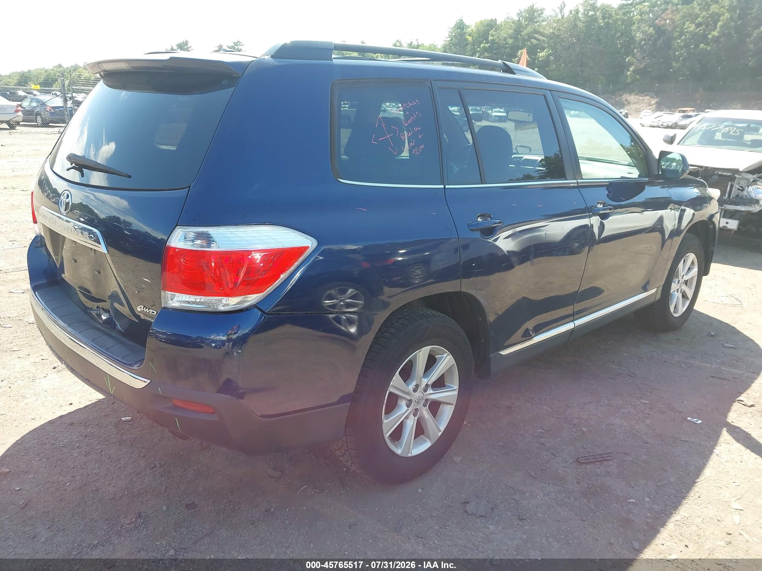 2011 Toyota Highlander Se V6 Blue vin: 5TDBK3EH6BS050890