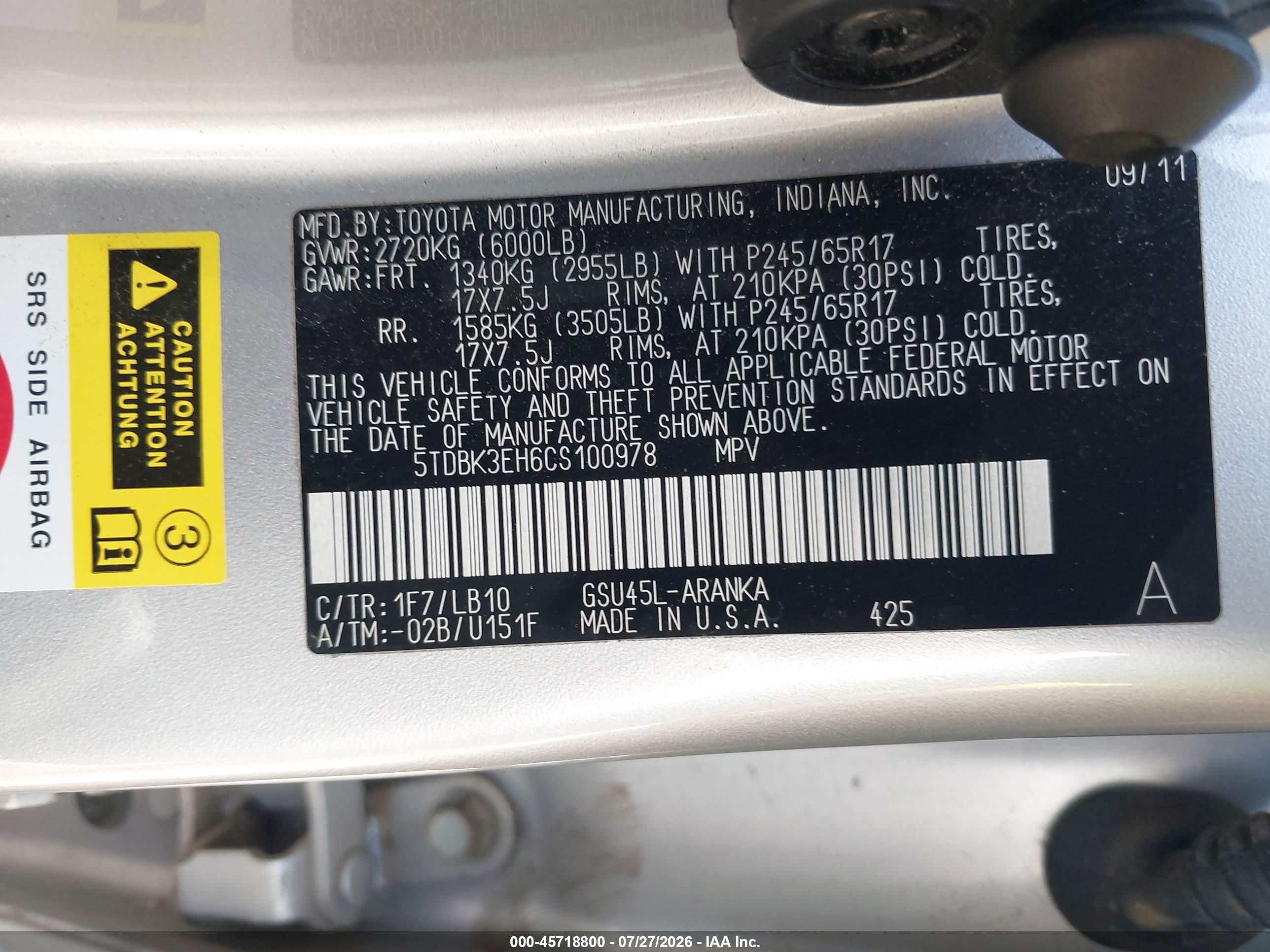 2012 Toyota Highlander Se V6 Silver vin: 5TDBK3EH6CS100978