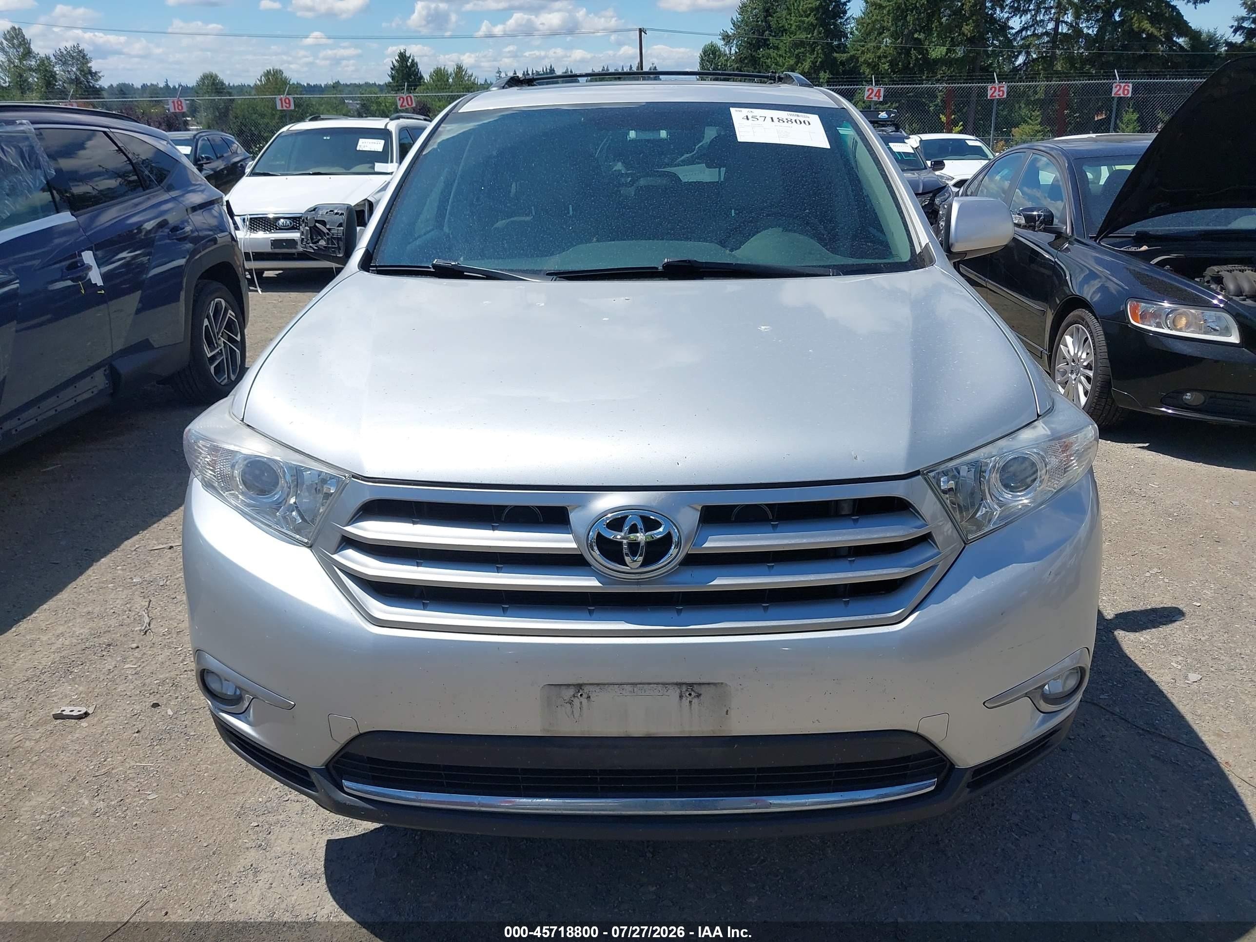 2012 Toyota Highlander Se V6 Silver vin: 5TDBK3EH6CS100978