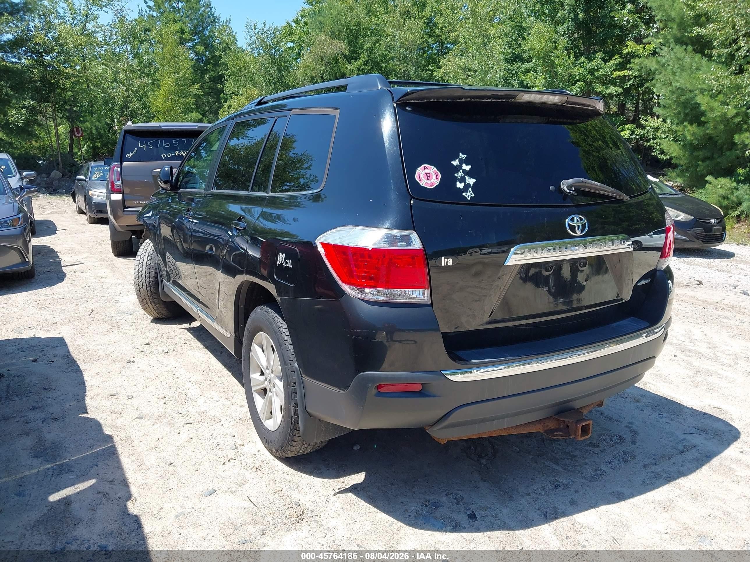 2012 Toyota Highlander Base V6 Black vin: 5TDBK3EH6CS134533