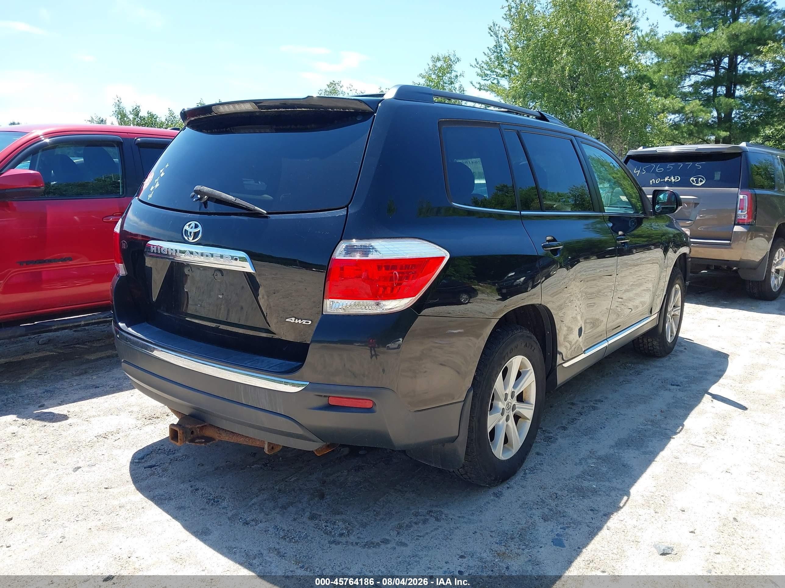 2012 Toyota Highlander Base V6 Black vin: 5TDBK3EH6CS134533