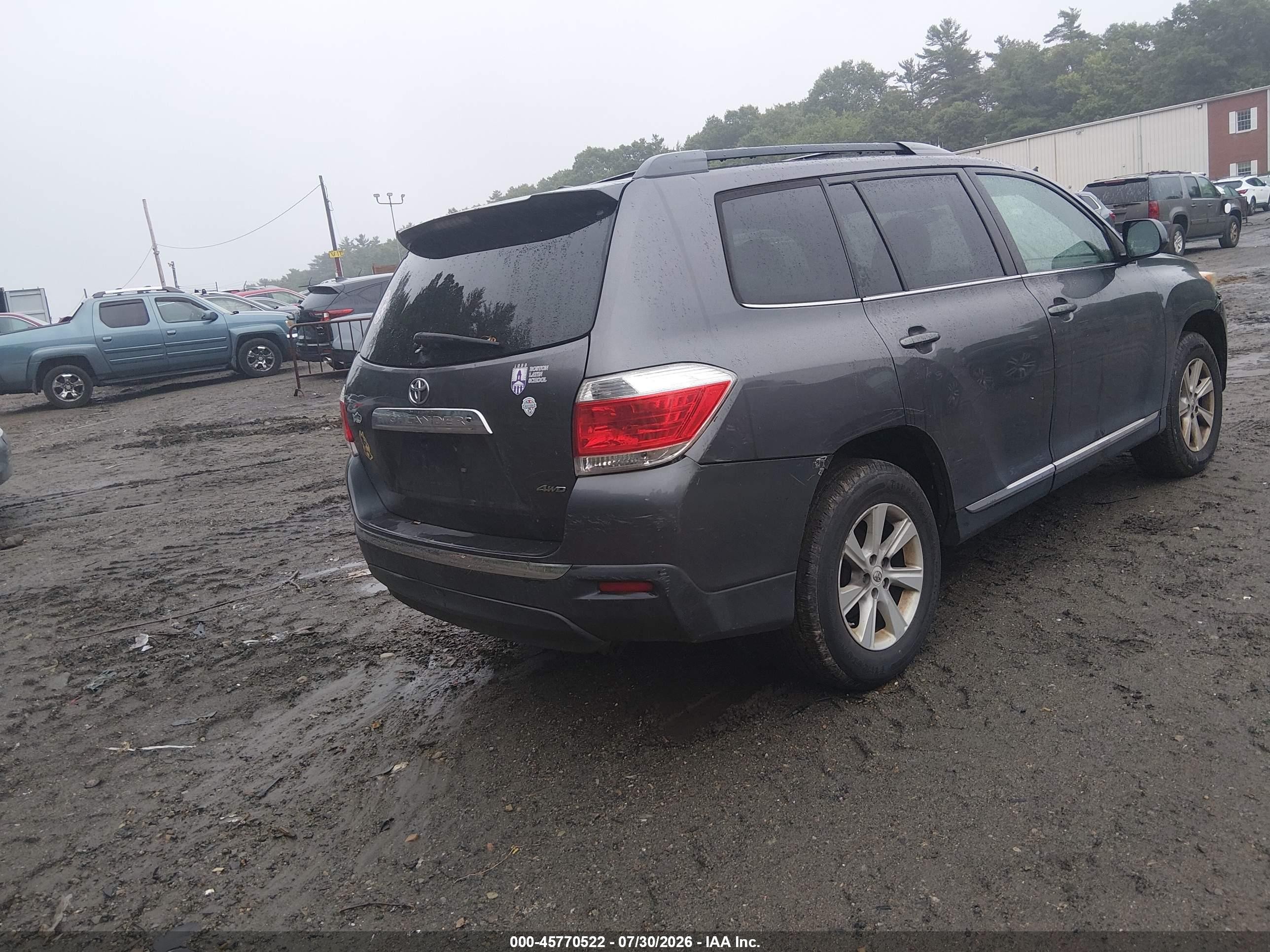 2012 Toyota Highlander Base V6 Серый vin: 5TDBK3EH6CS144432