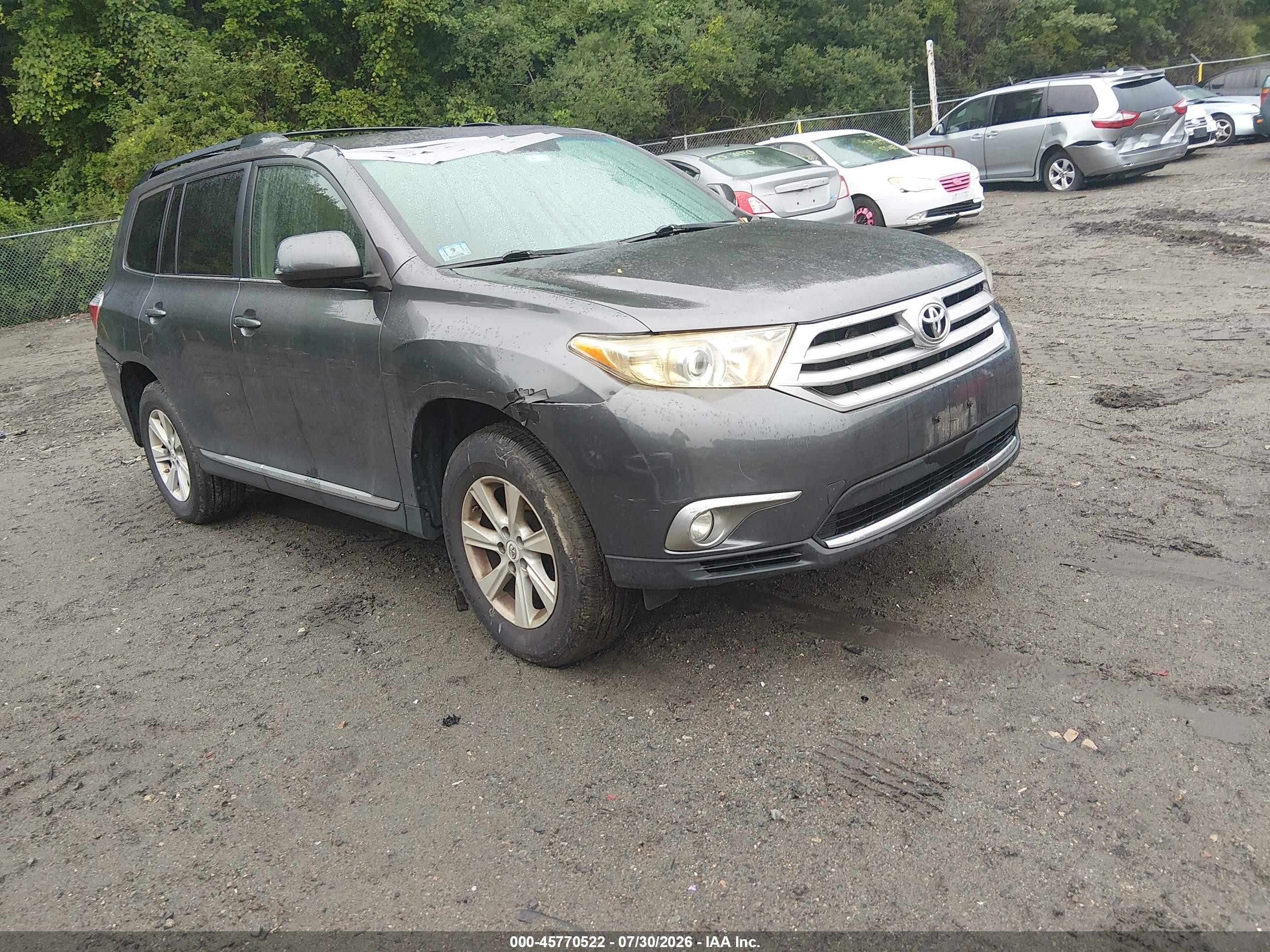 2012 Toyota Highlander Base V6 Gray vin: 5TDBK3EH6CS144432