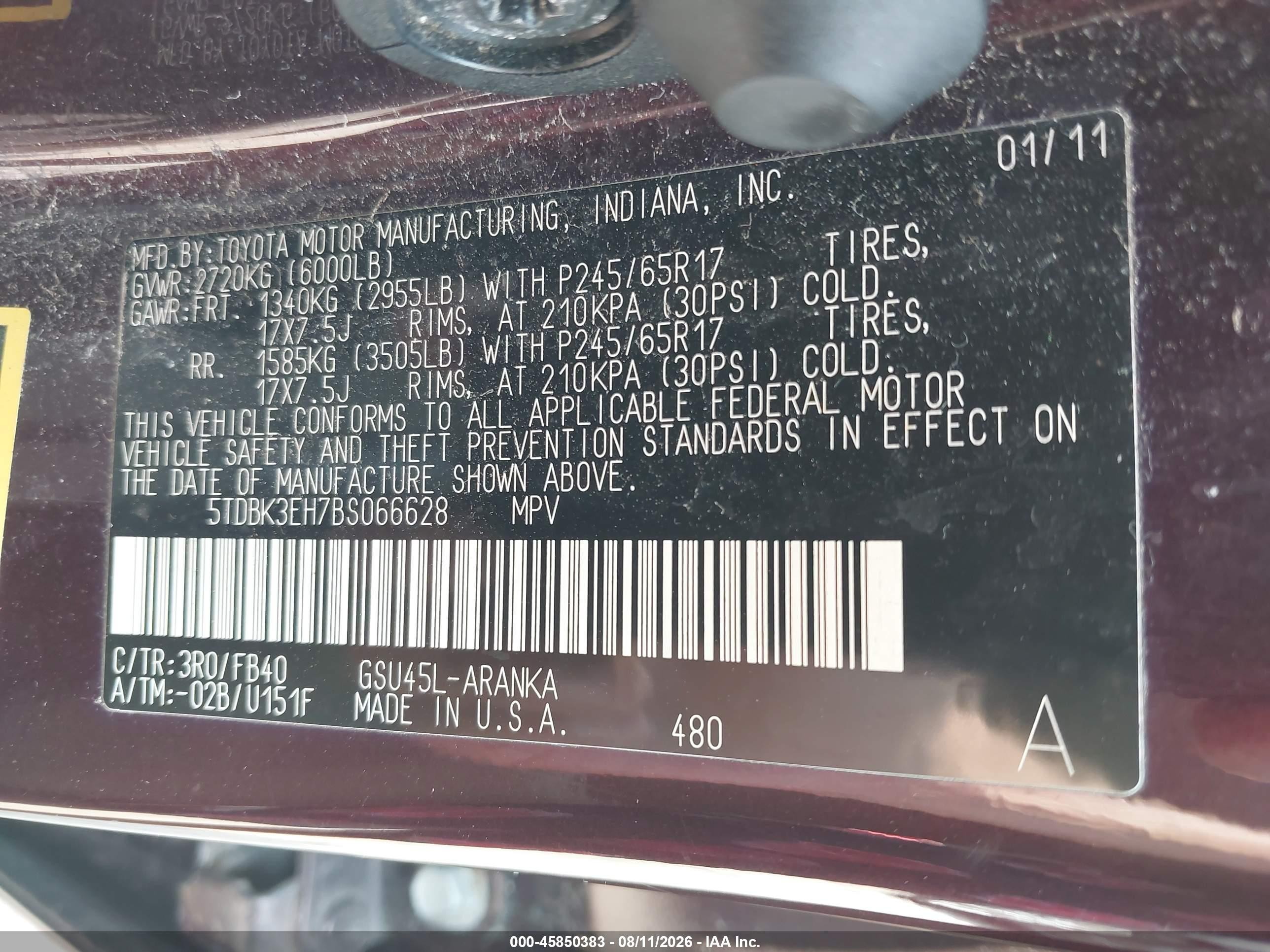 2011 Toyota Highlander Base V6 Gray vin: 5TDBK3EH7BS066628