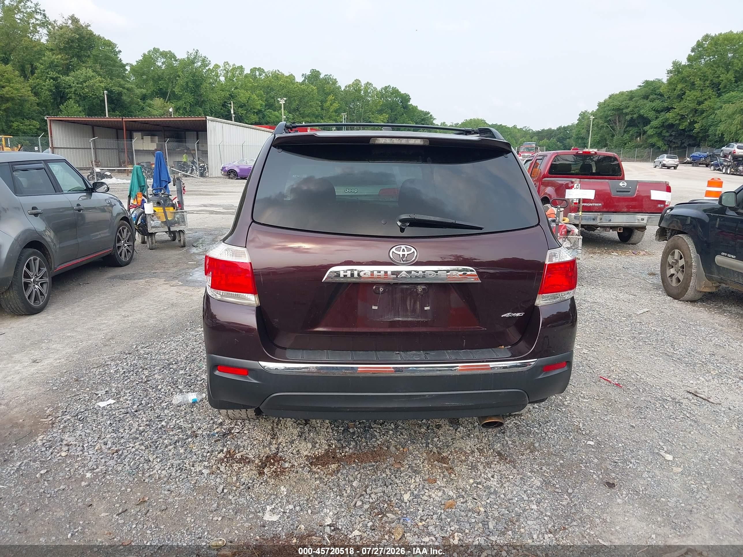 2012 Toyota Highlander Base V6 Maroon vin: 5TDBK3EH7CS171672