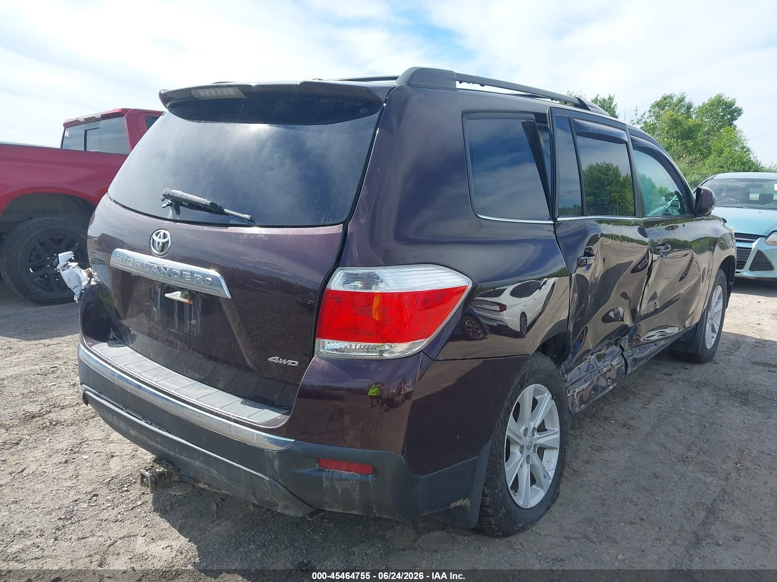 2013 Toyota Highlander Se V6 Burgundy vin: 5TDBK3EH7DS229071
