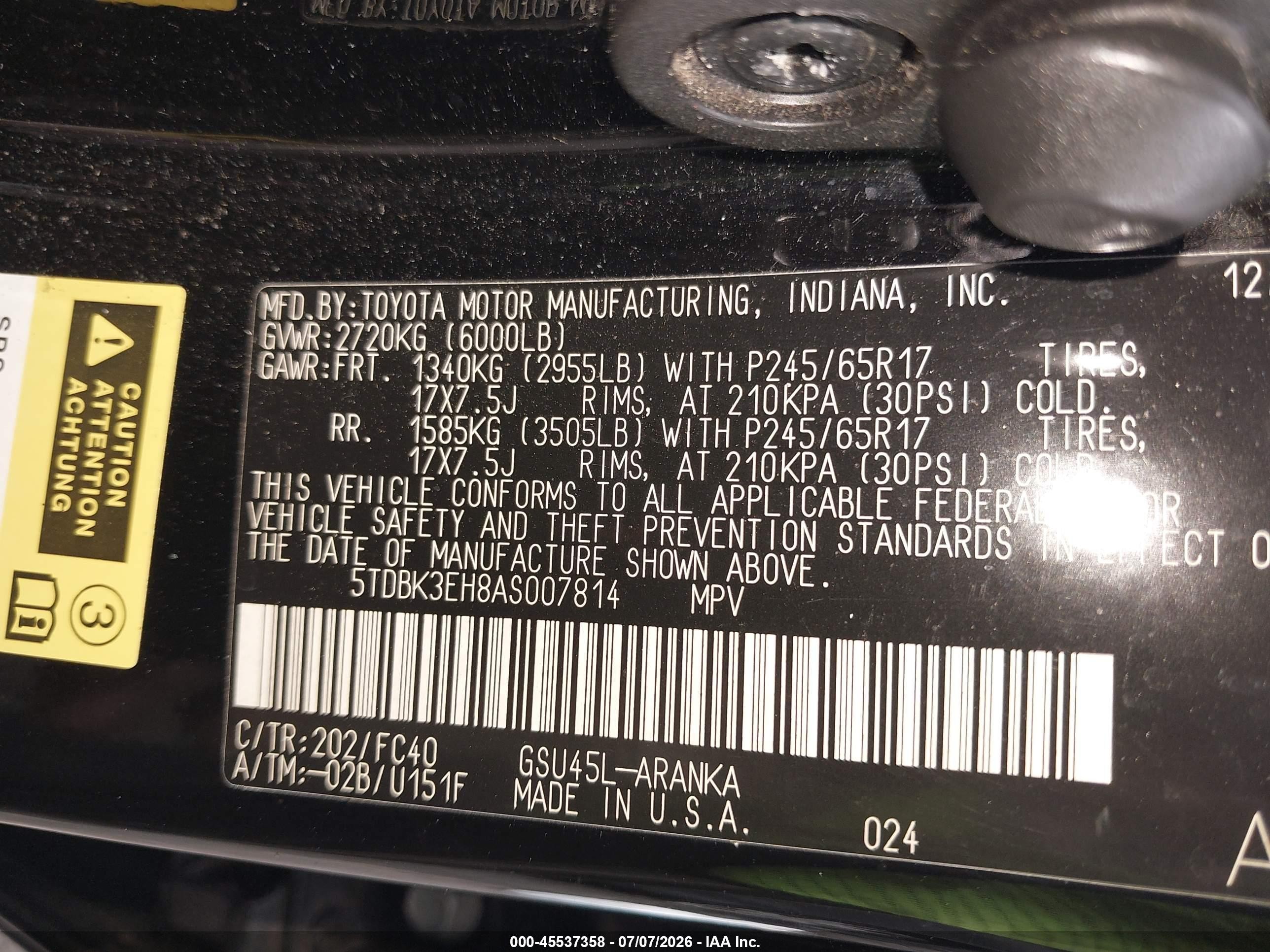 2010 Toyota Highlander Base V6 Черный vin: 5TDBK3EH8AS007814