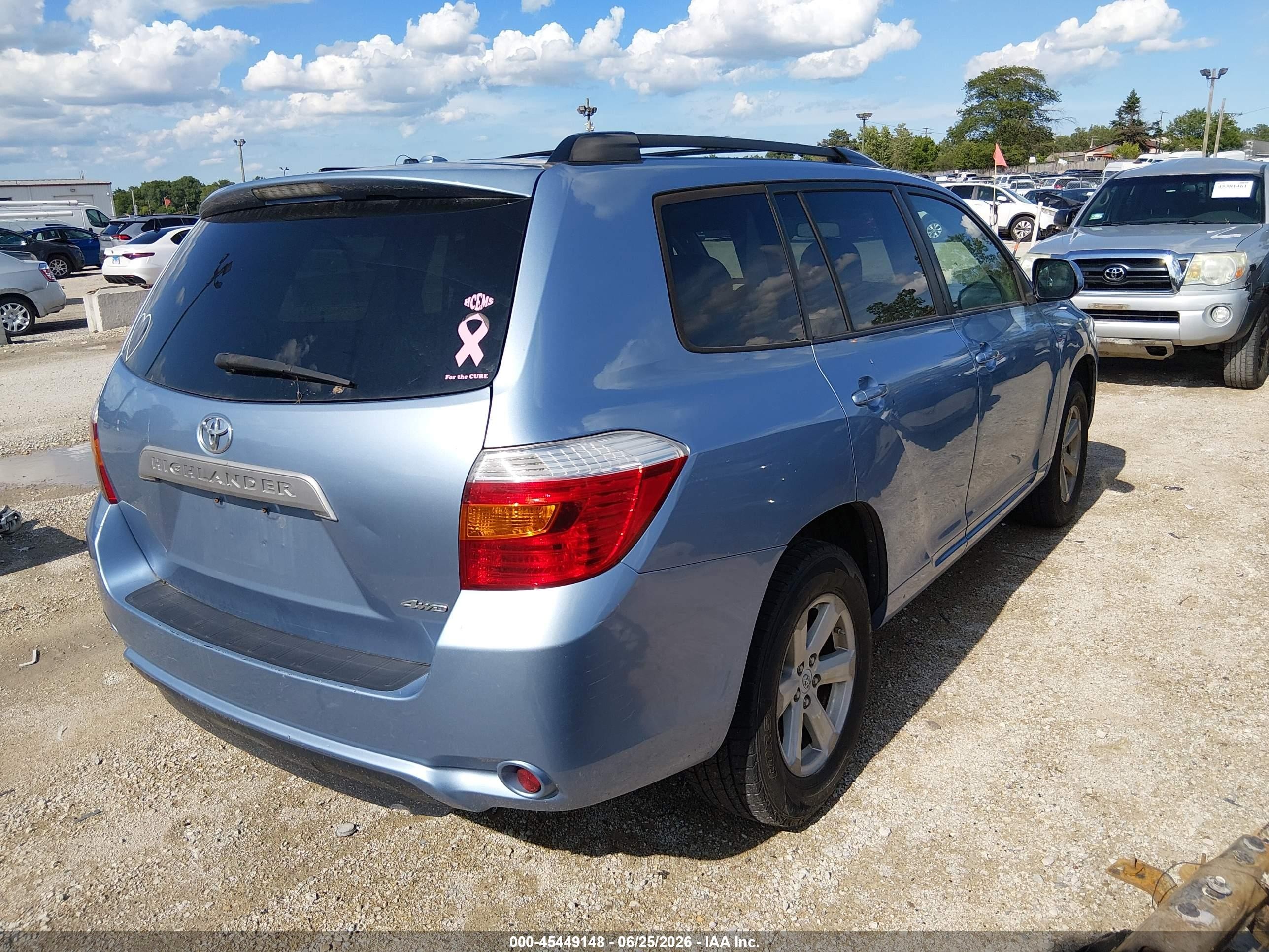 2010 Toyota Highlander Base V6 Blue vin: 5TDBK3EH8AS015069