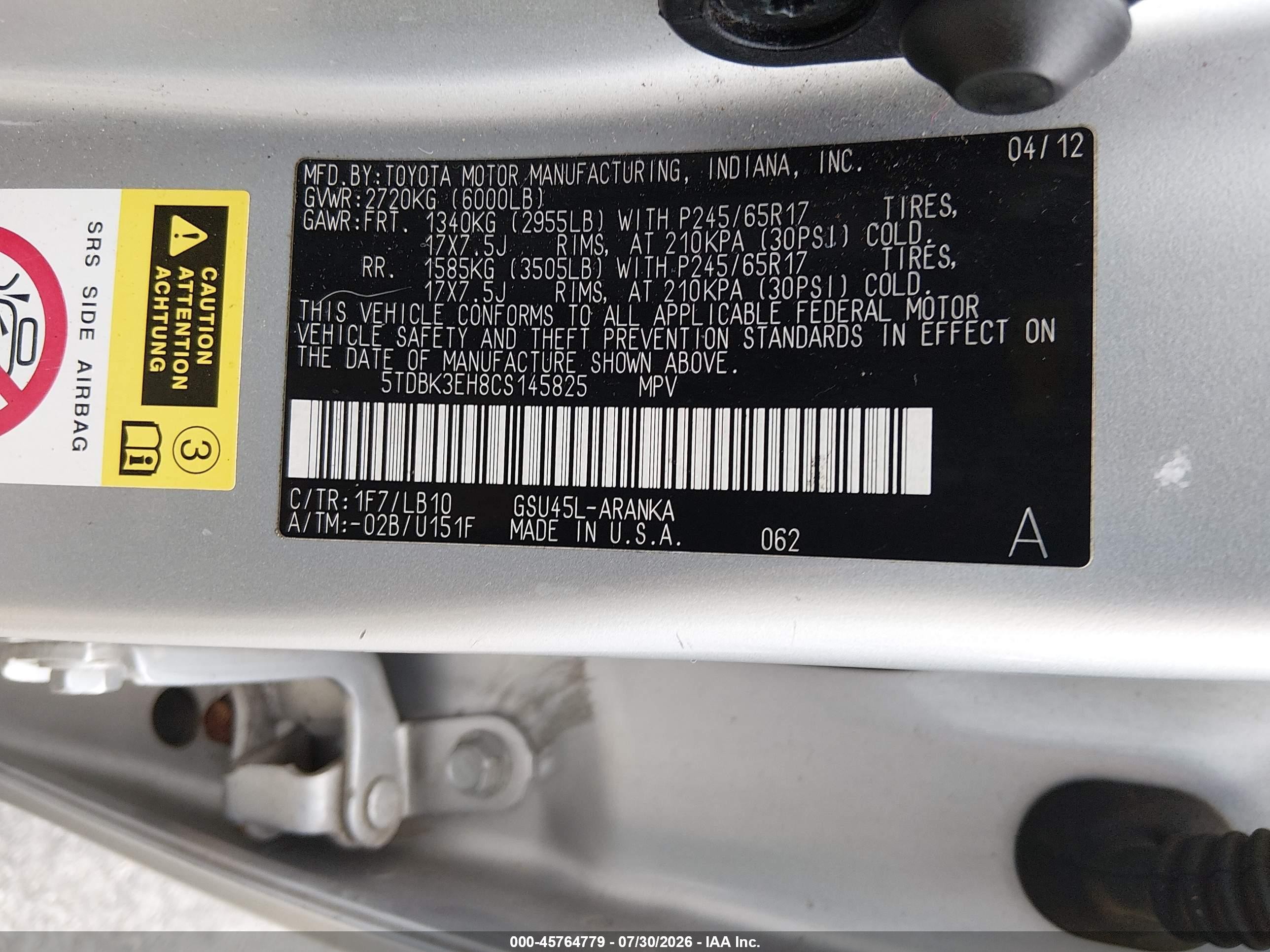 2012 Toyota Highlander Se Серый vin: 5TDBK3EH8CS145825