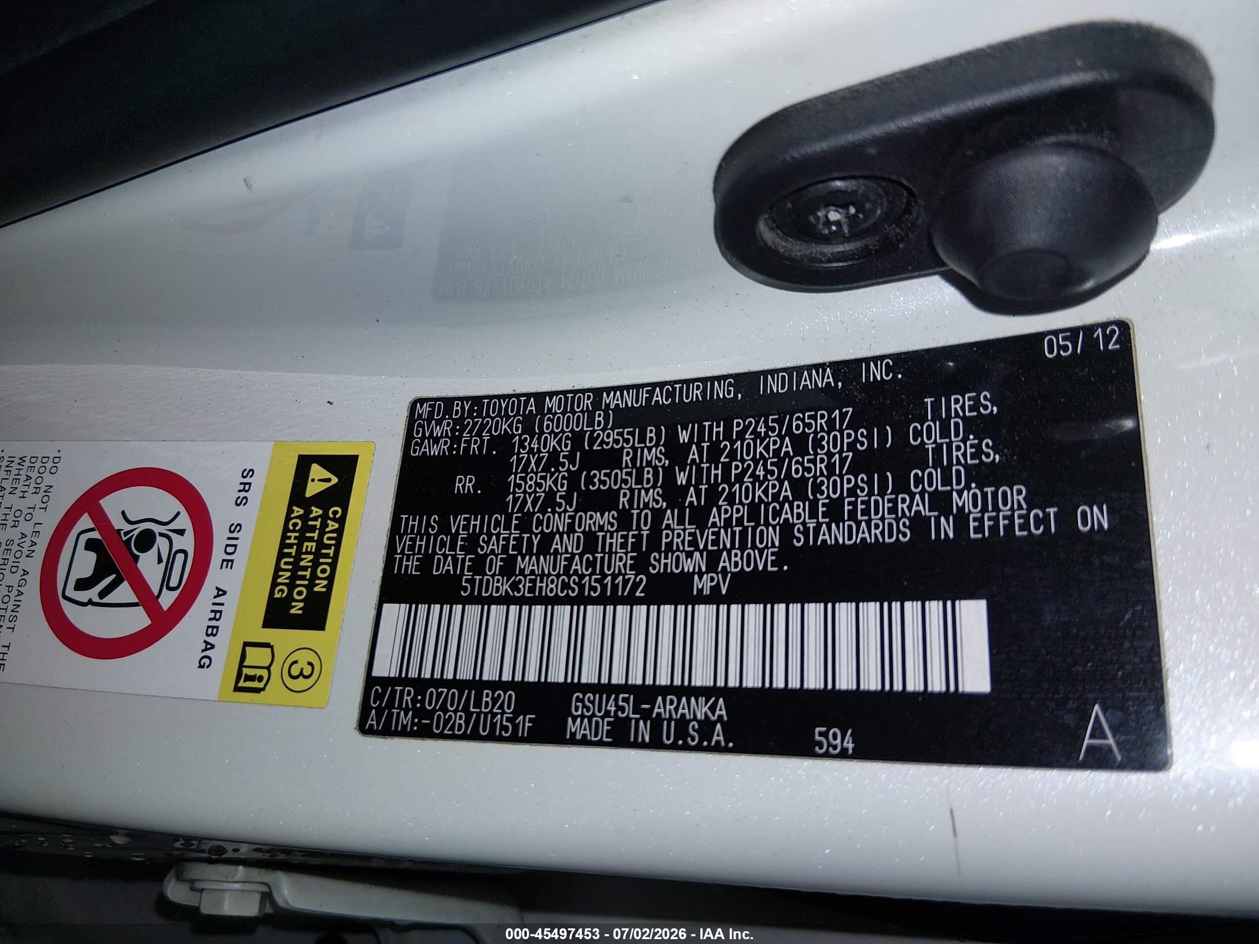 2012 Toyota Highlander Se V6 White vin: 5TDBK3EH8CS151172