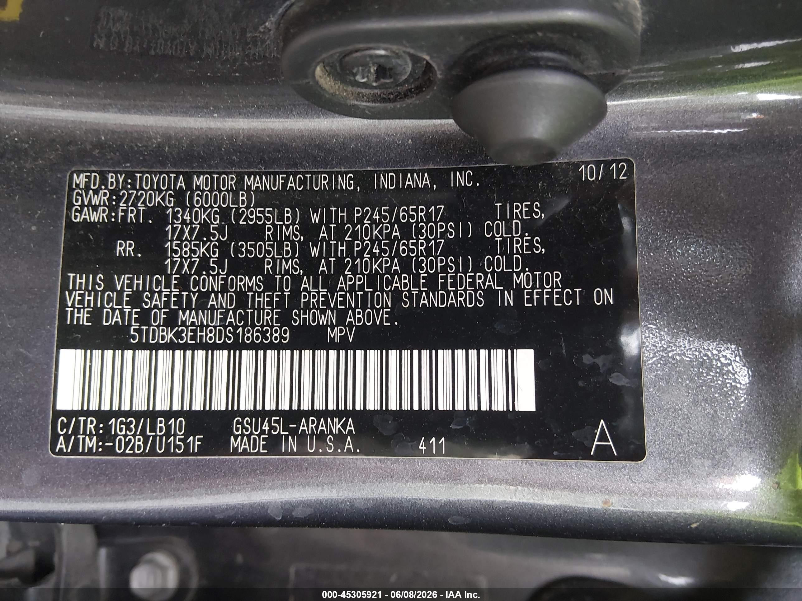2013 Toyota Highlander Se V6 Gray vin: 5TDBK3EH8DS186389