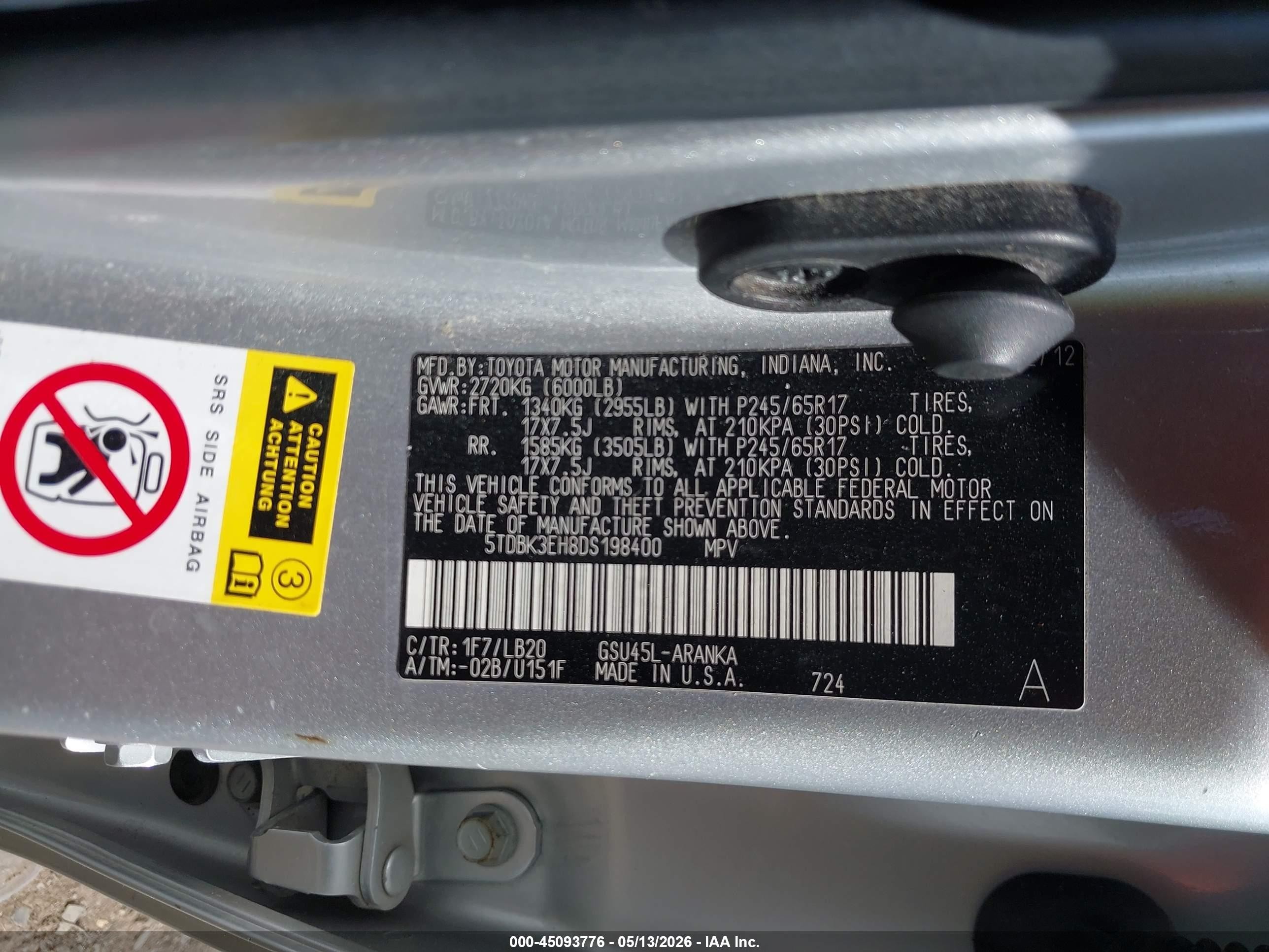 2013 Toyota Highlander Se V6 Серебряный vin: 5TDBK3EH8DS198400
