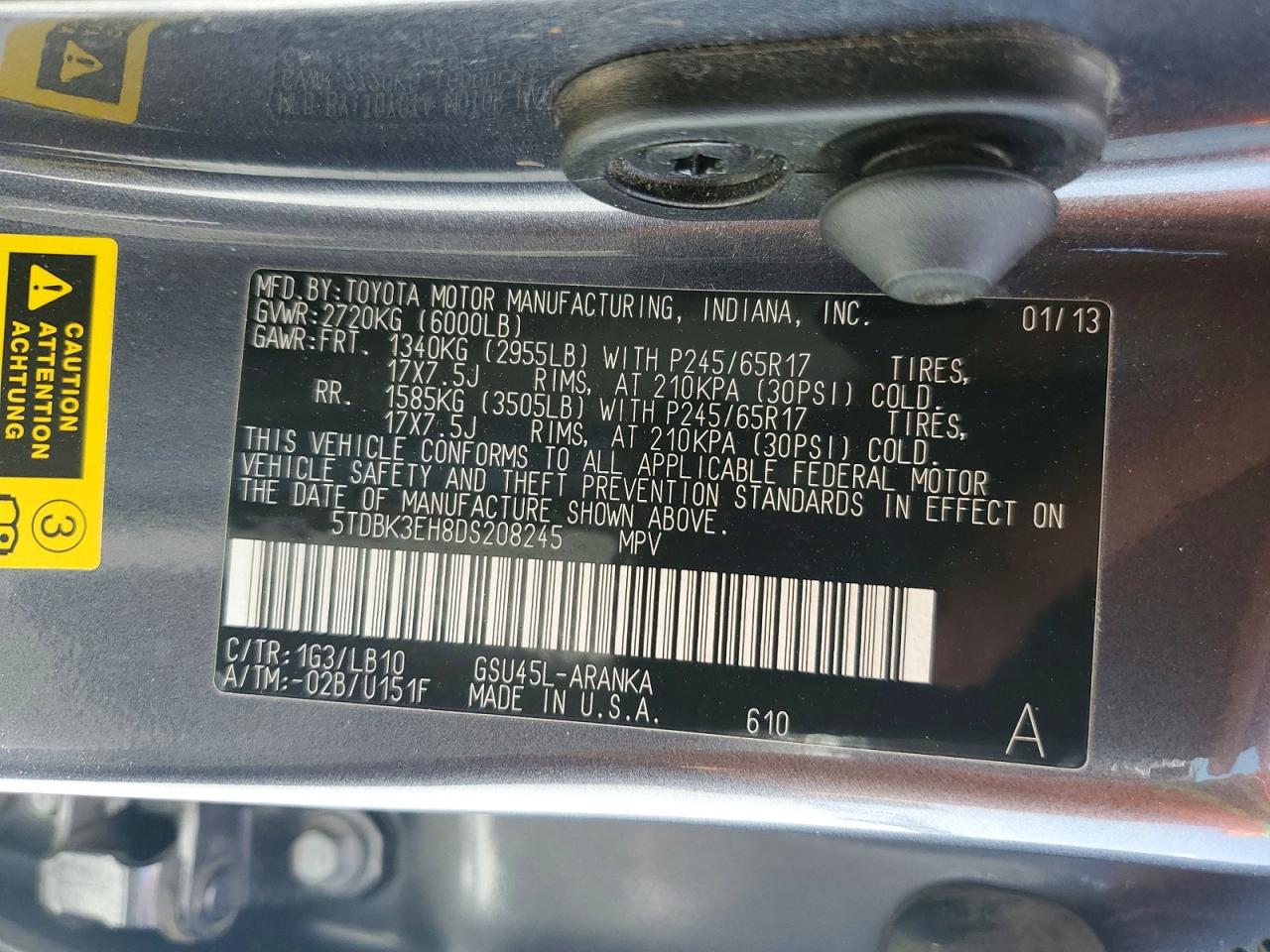 2013 Toyota Highlander Se Gray vin: 5TDBK3EH8DS208245