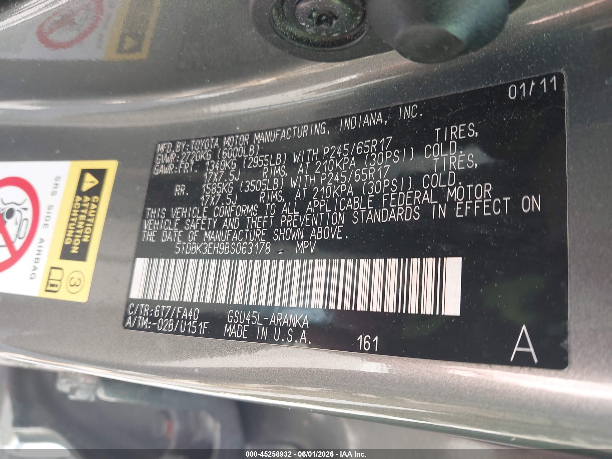 2011 Toyota Highlander Base V6 Зеленый vin: 5TDBK3EH9BS063178