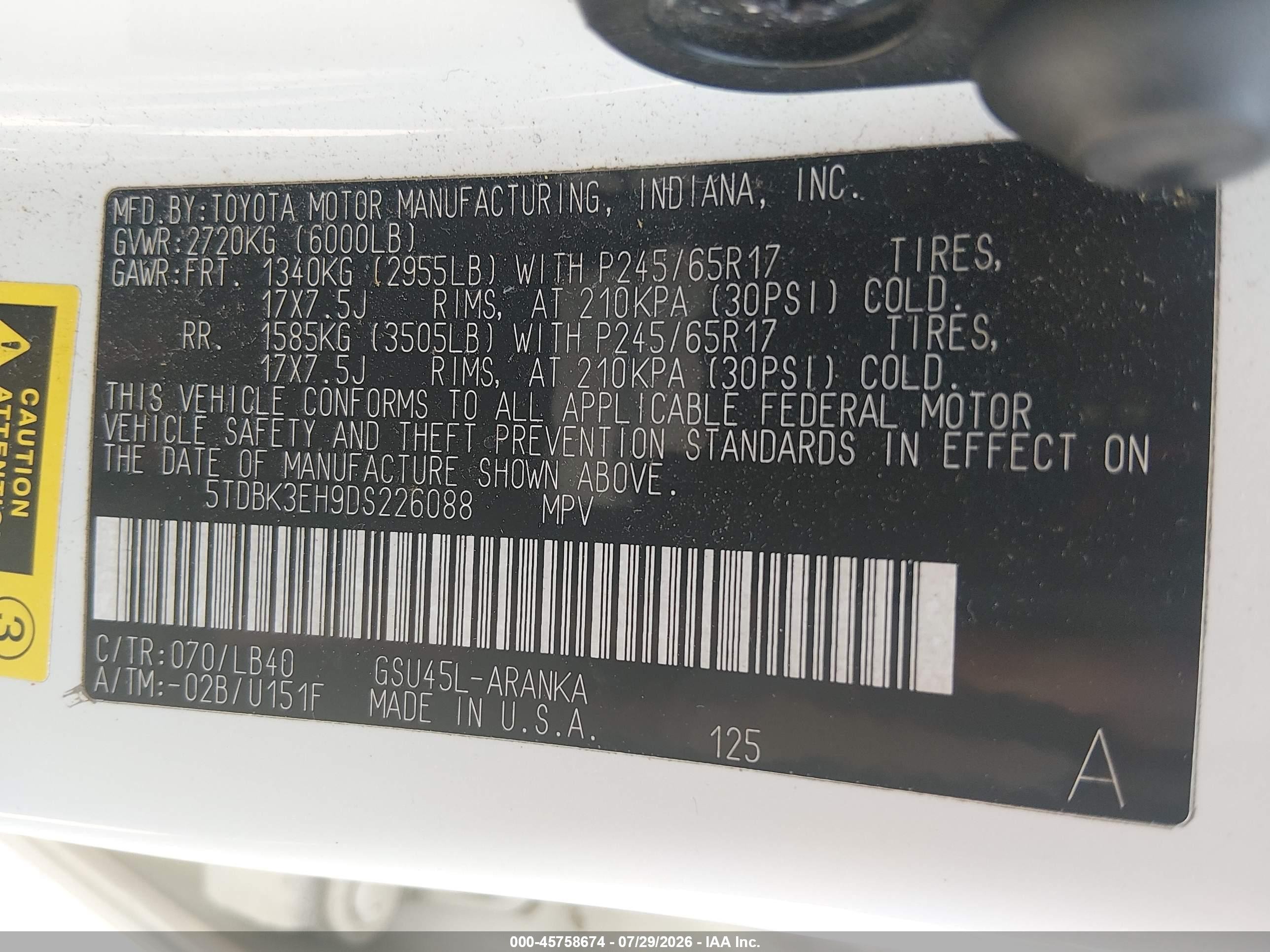 2013 Toyota Highlander Se V6 White vin: 5TDBK3EH9DS226088