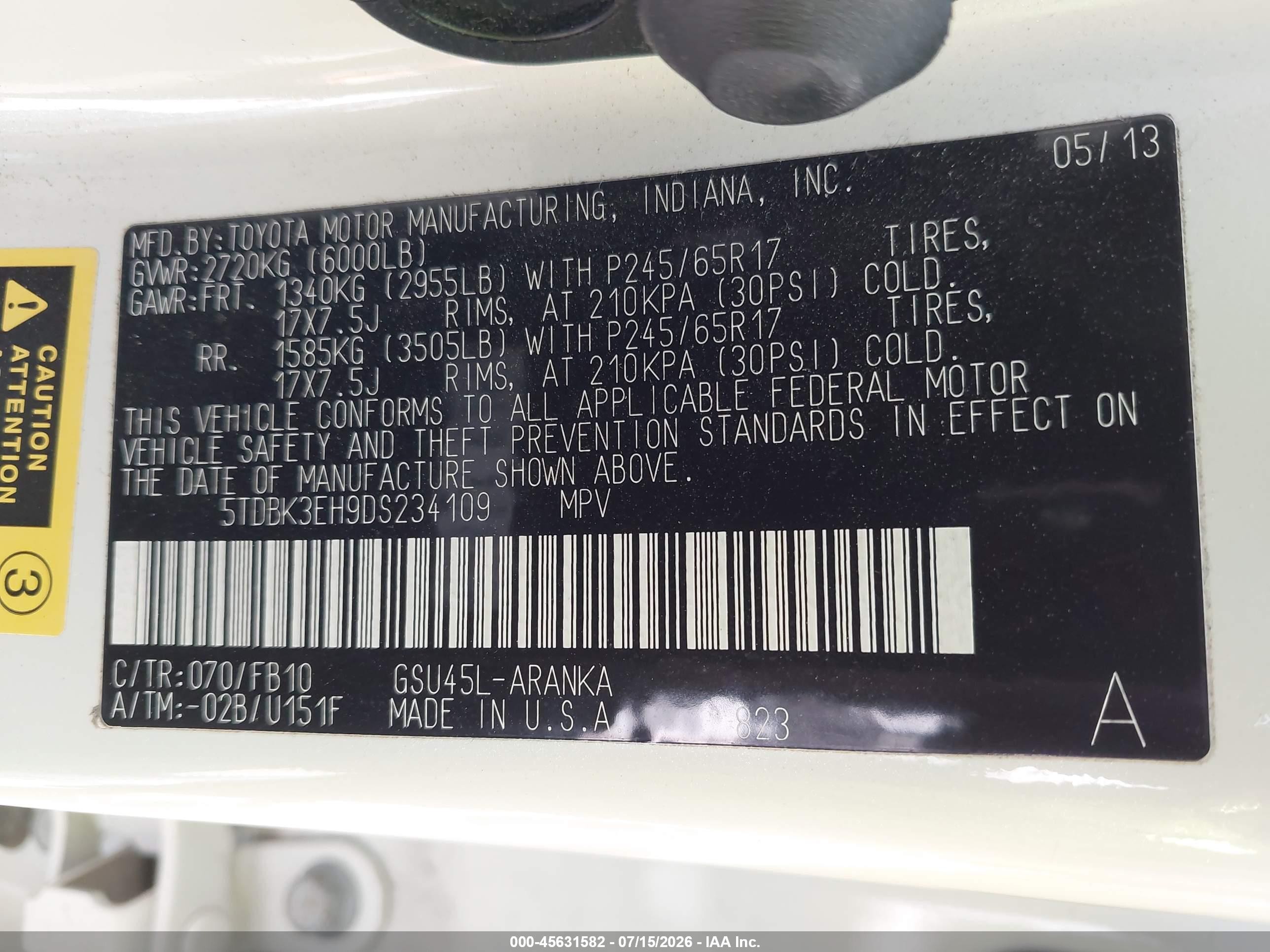 2013 Toyota Highlander Base V6 Silver vin: 5TDBK3EH9DS234109