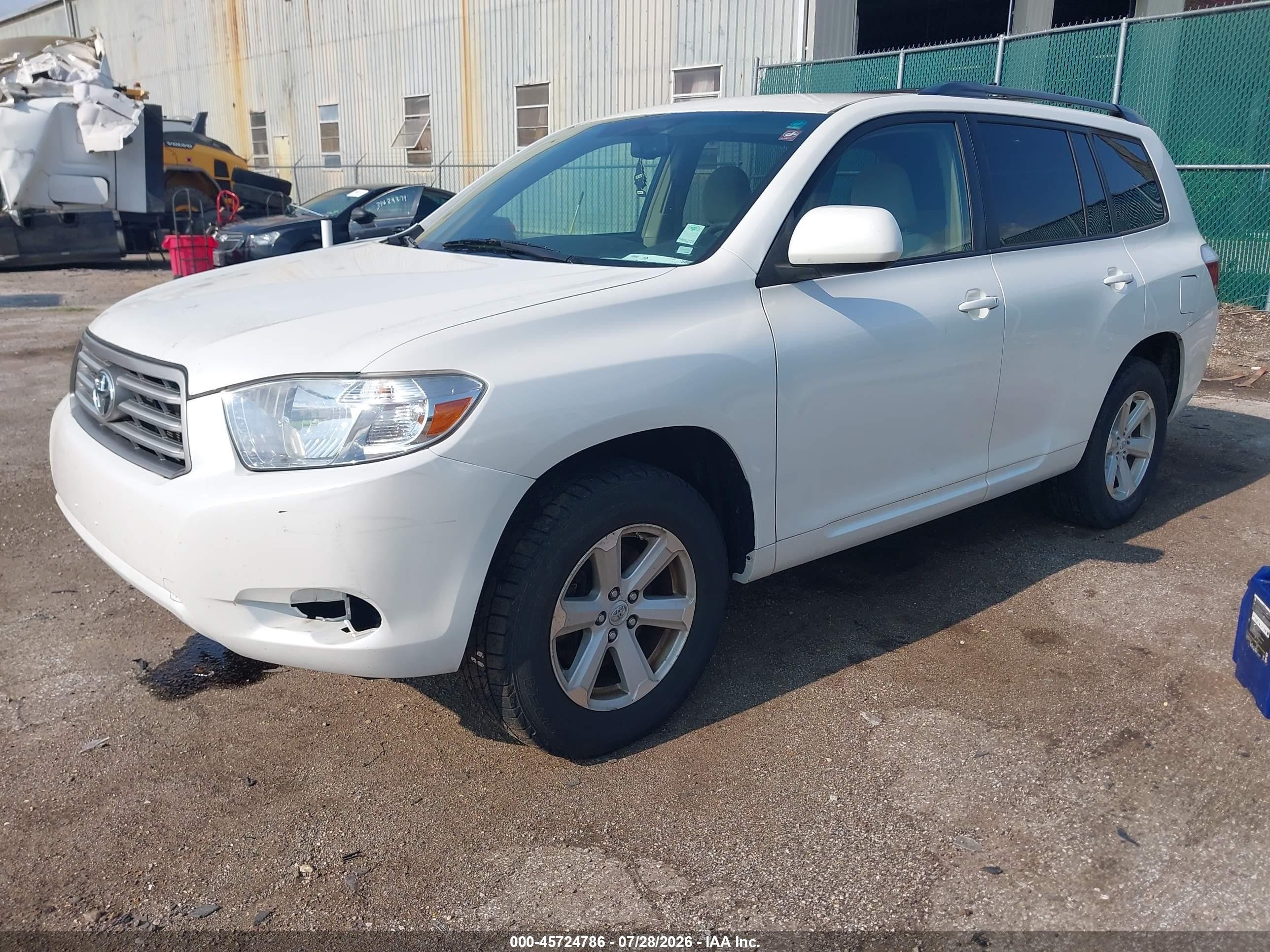 2010 Toyota Highlander Base V6 White vin: 5TDBK3EHXAS007460