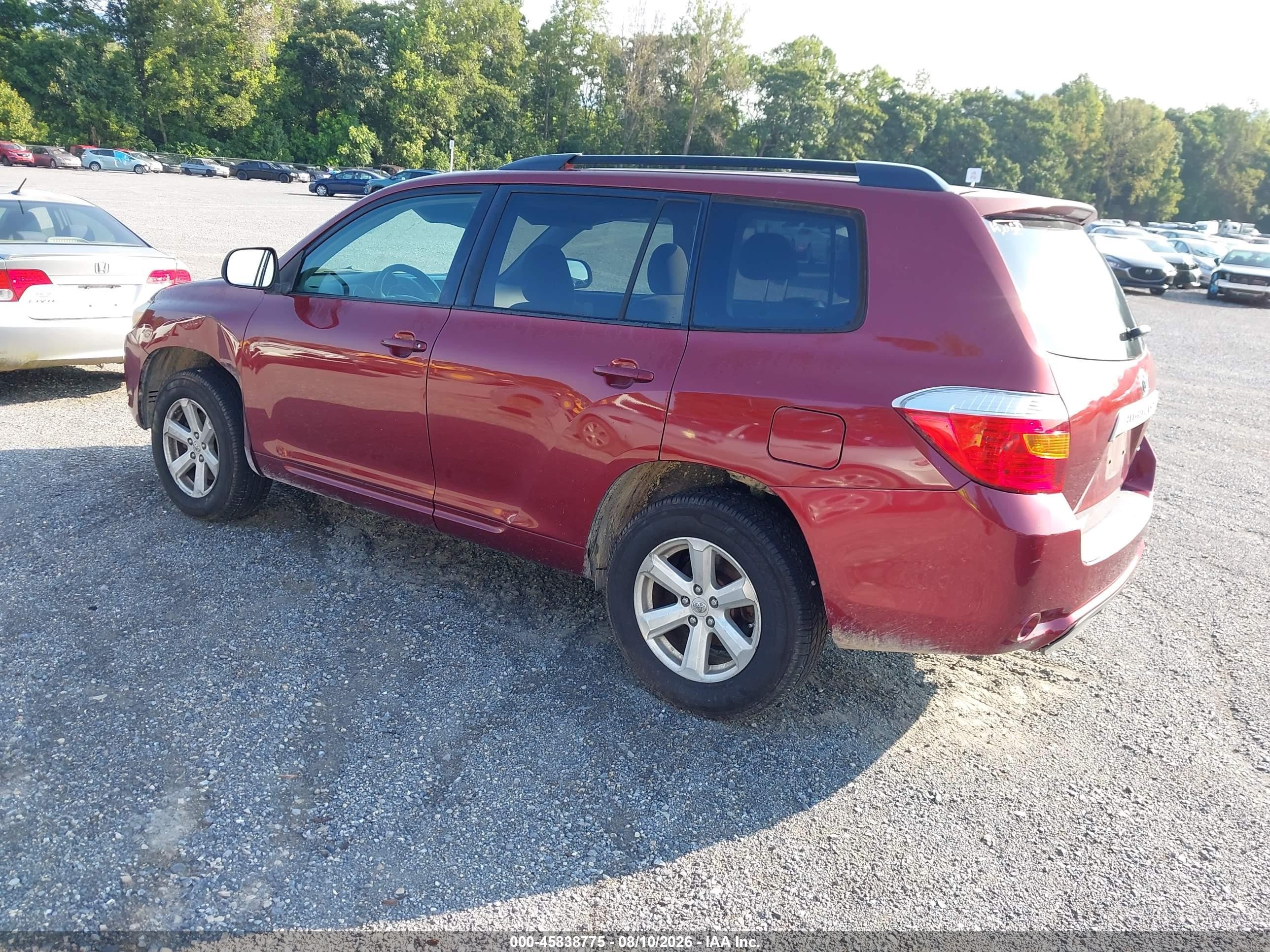 2010 Toyota Highlander Base V6 Красный vin: 5TDBK3EHXAS017227