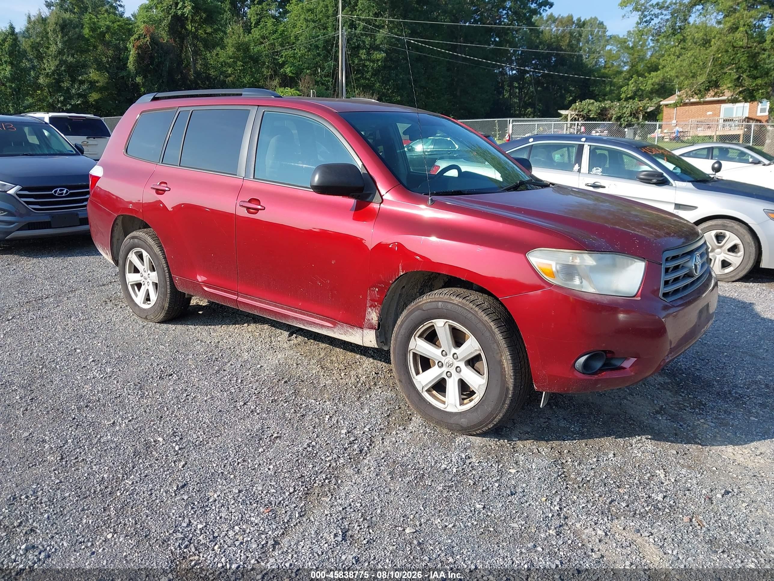 2010 Toyota Highlander Base V6 Красный vin: 5TDBK3EHXAS017227