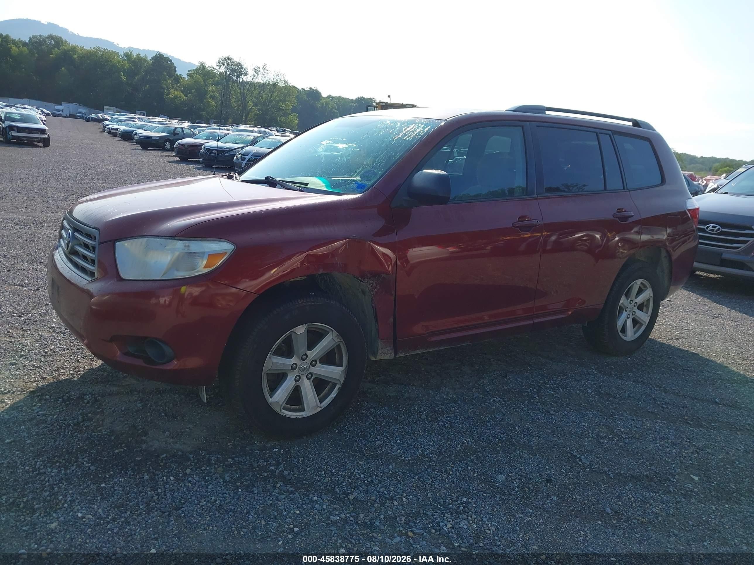 2010 Toyota Highlander Base V6 Красный vin: 5TDBK3EHXAS017227