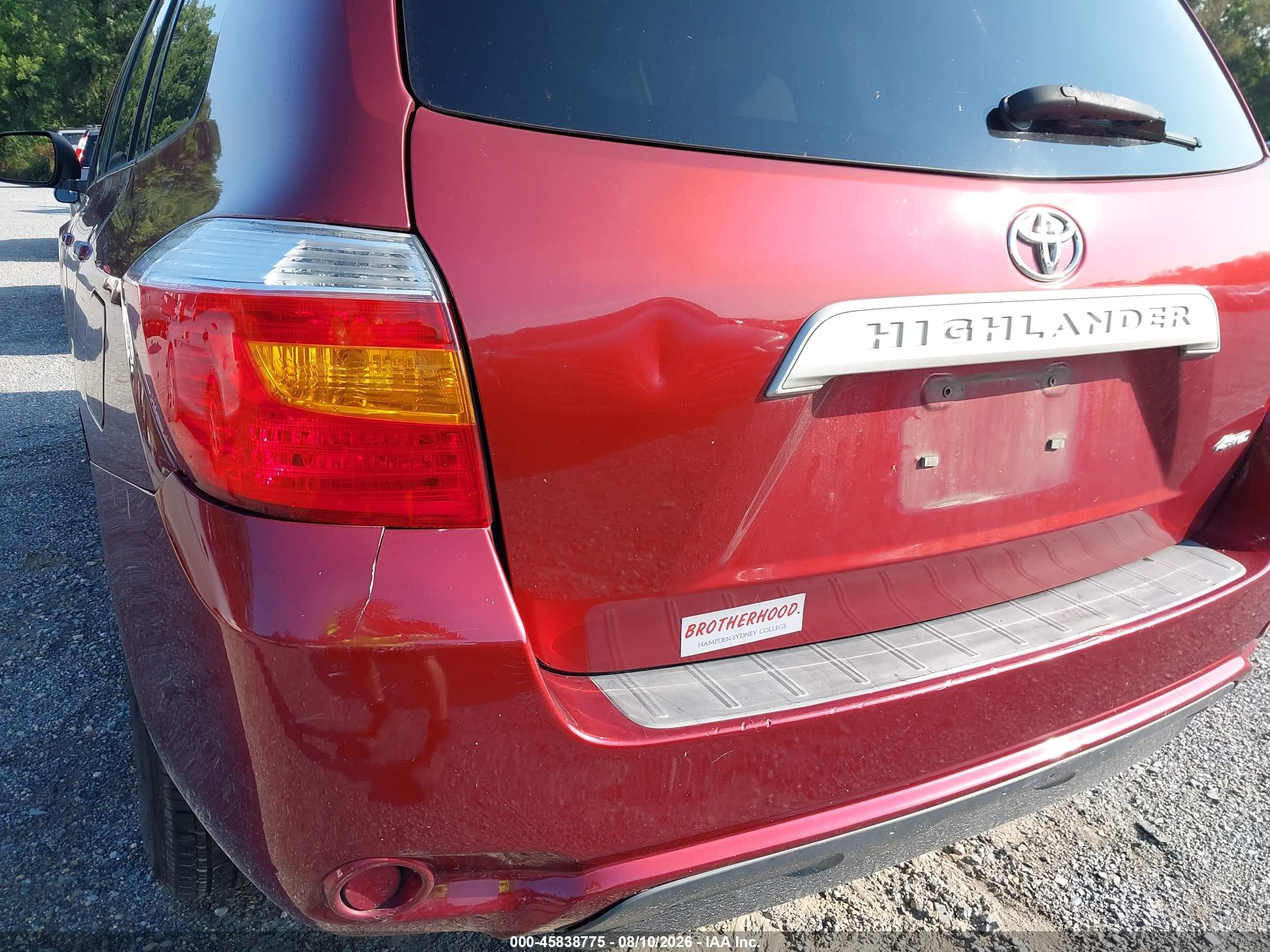 2010 Toyota Highlander Base V6 Красный vin: 5TDBK3EHXAS017227