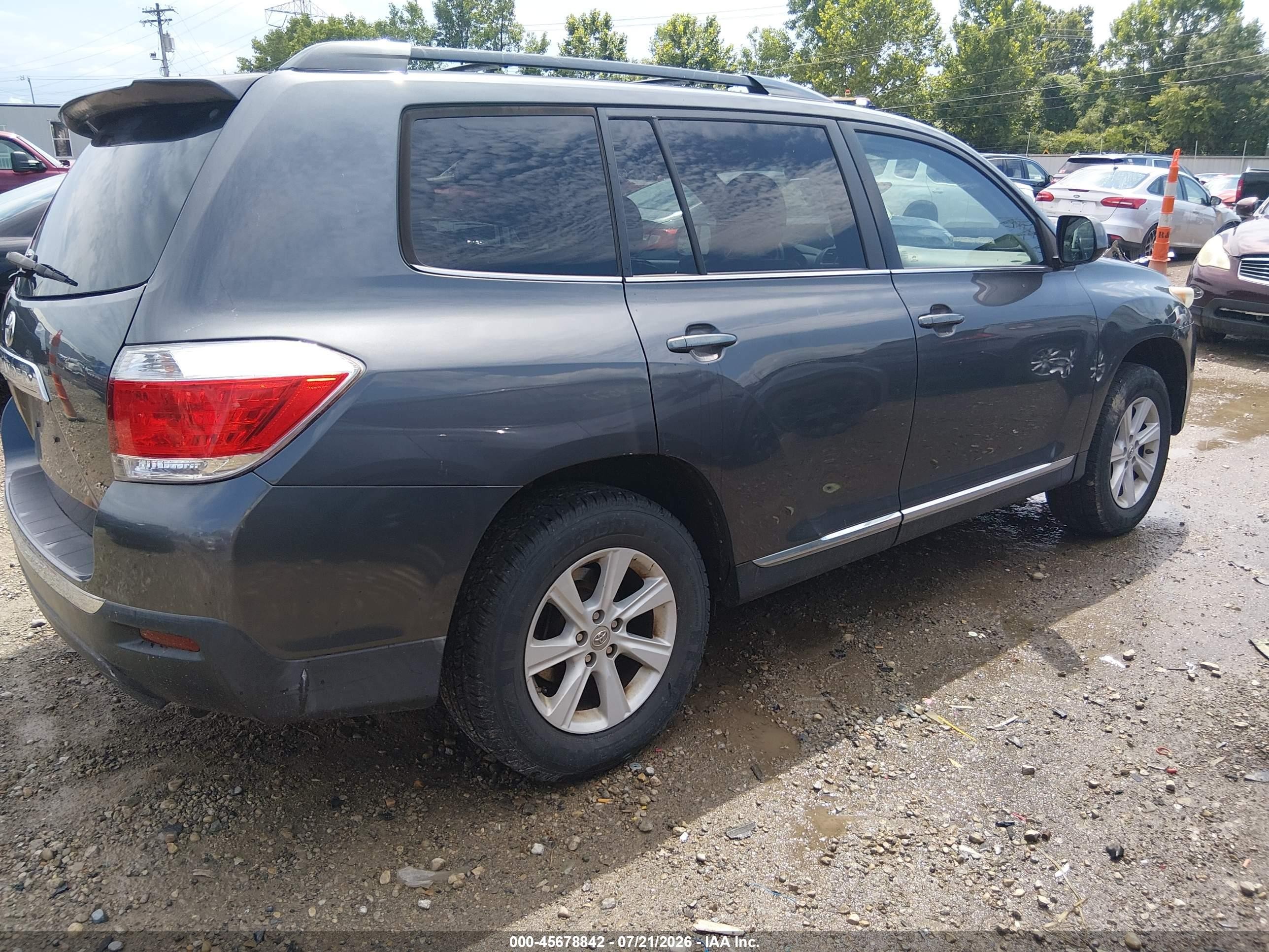 2013 Toyota Highlander Se V6 Gray vin: 5TDBK3EHXDS207873