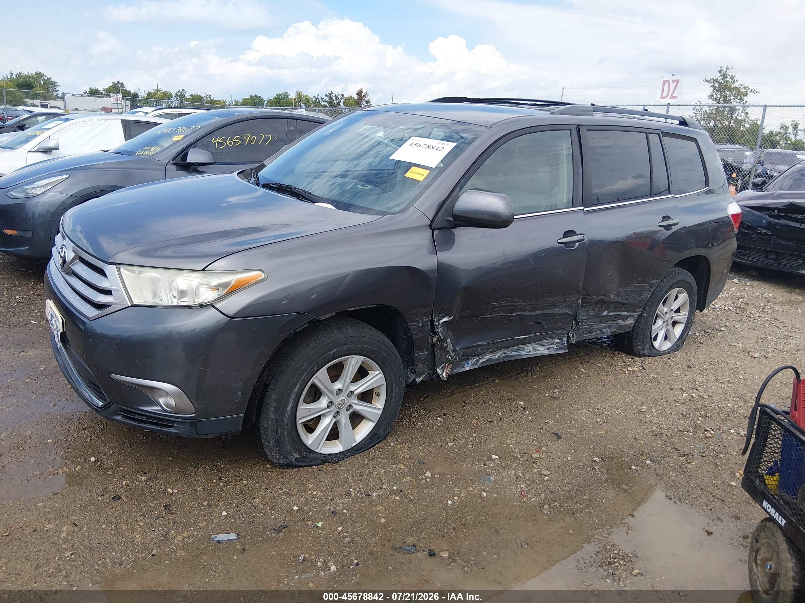 2013 Toyota Highlander Se V6 Gray vin: 5TDBK3EHXDS207873