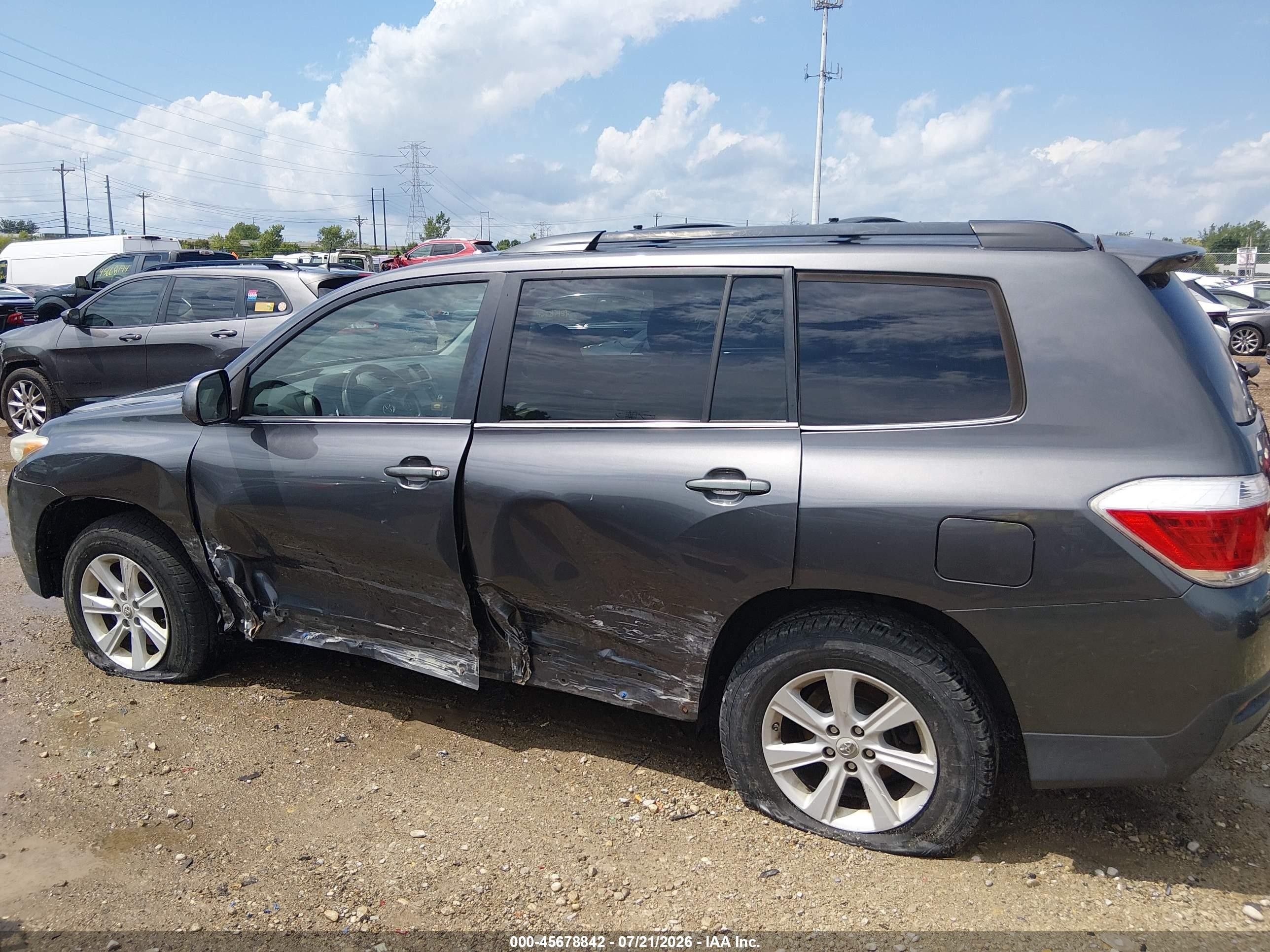 2013 Toyota Highlander Se V6 Gray vin: 5TDBK3EHXDS207873