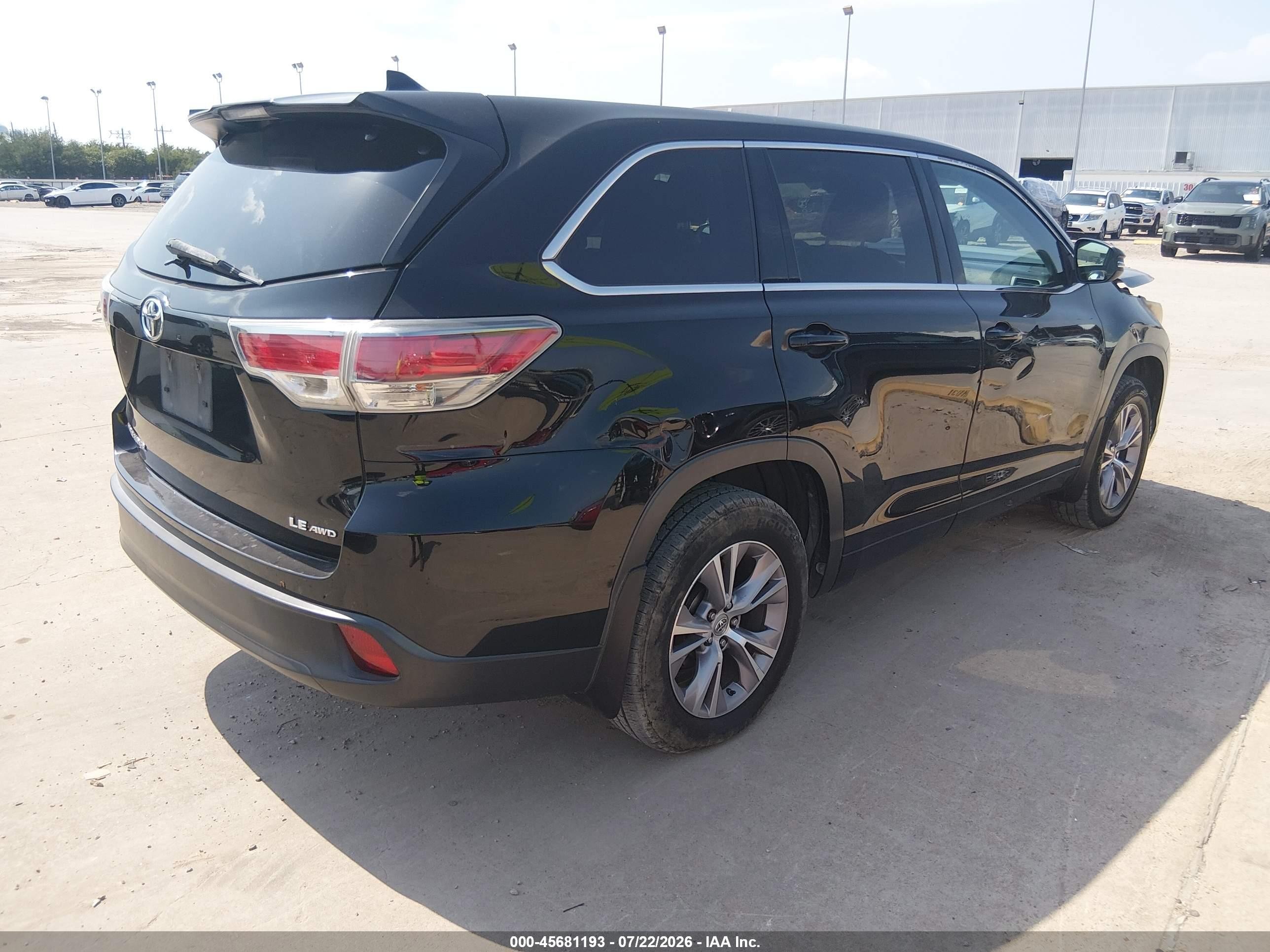 2015 Toyota Highlander Le Plus V6 Black vin: 5TDBKRFH0FS143329