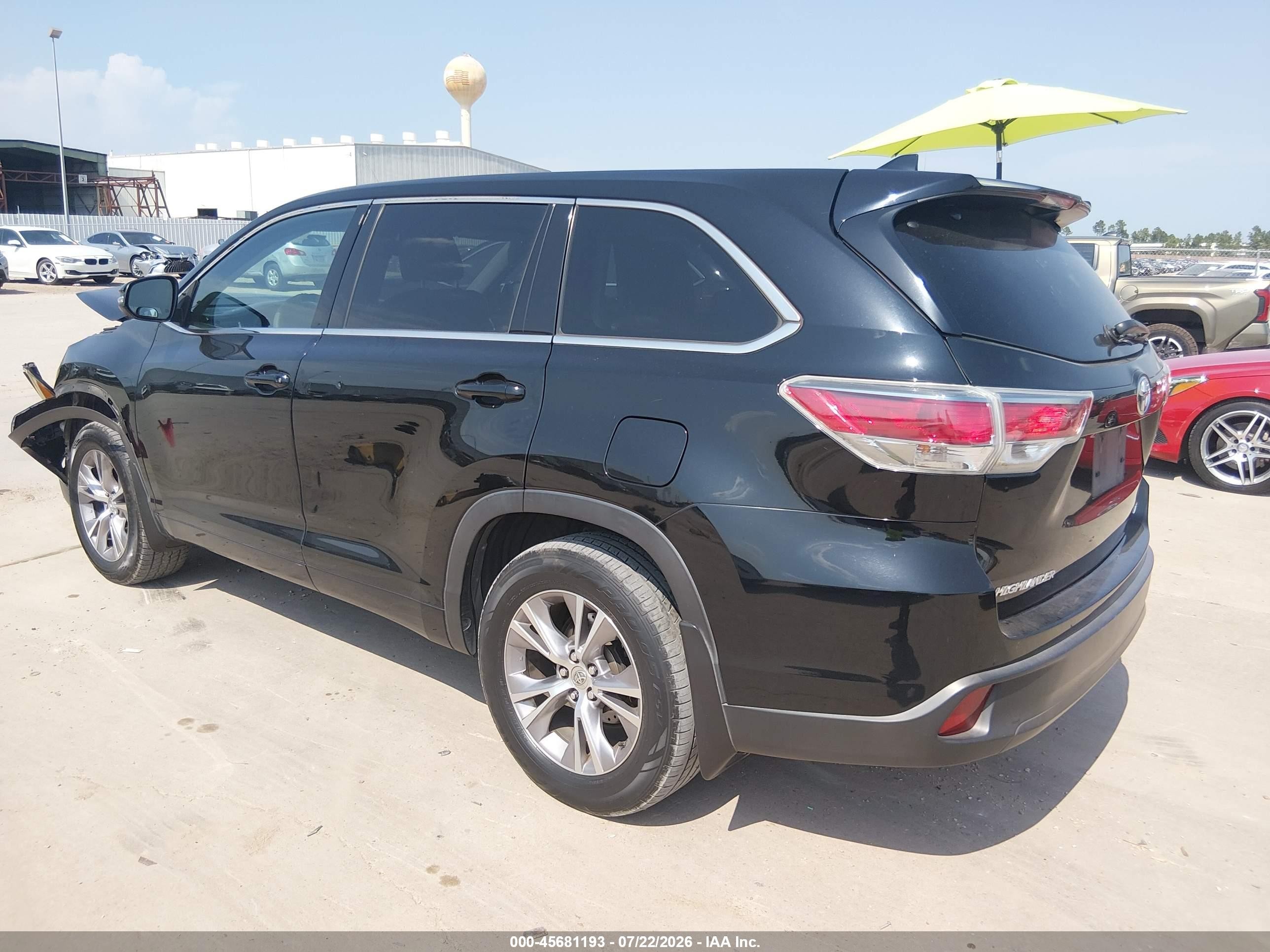 2015 Toyota Highlander Le Plus V6 Black vin: 5TDBKRFH0FS143329