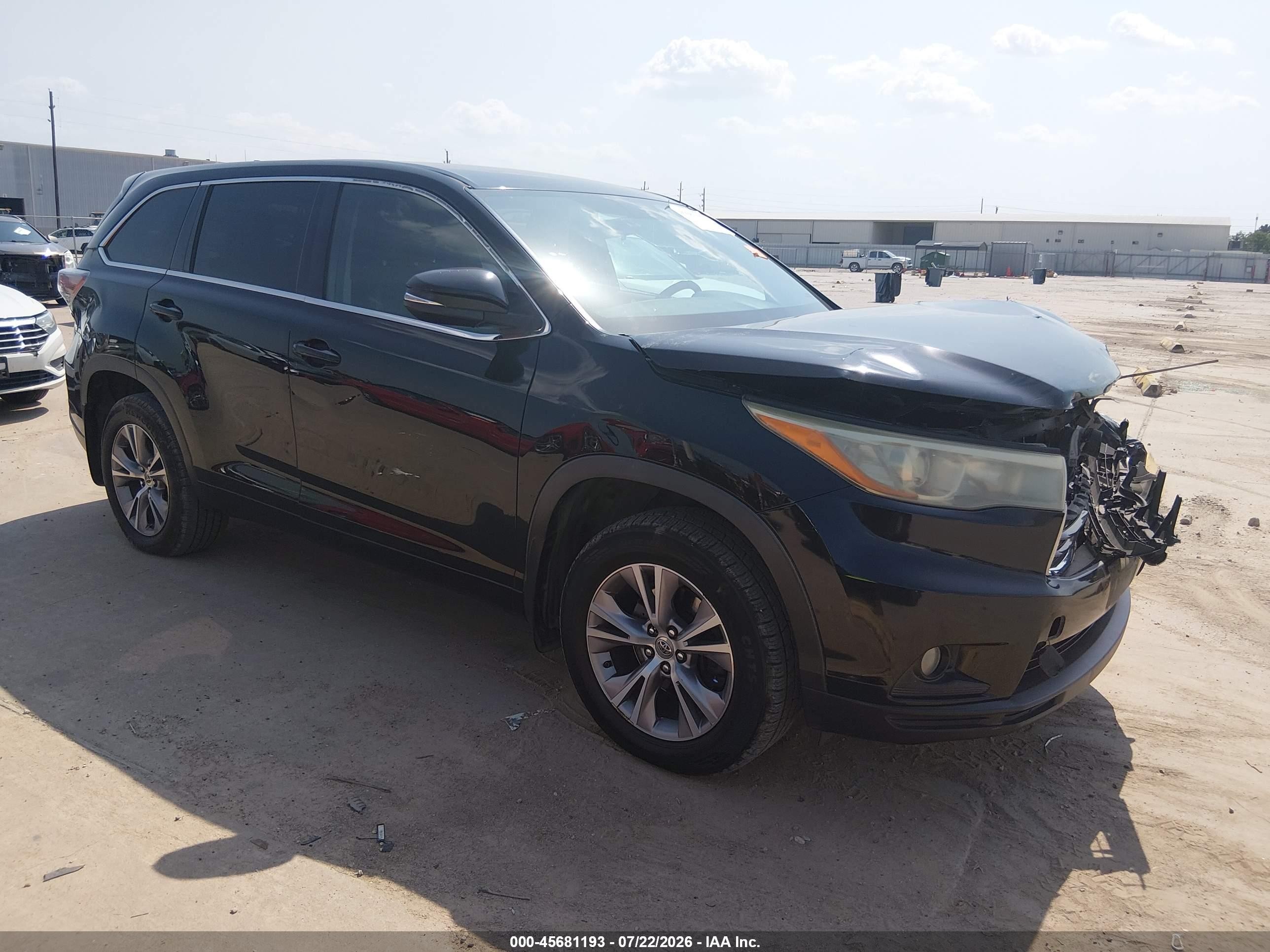 2015 Toyota Highlander Le Plus V6 Black vin: 5TDBKRFH0FS143329