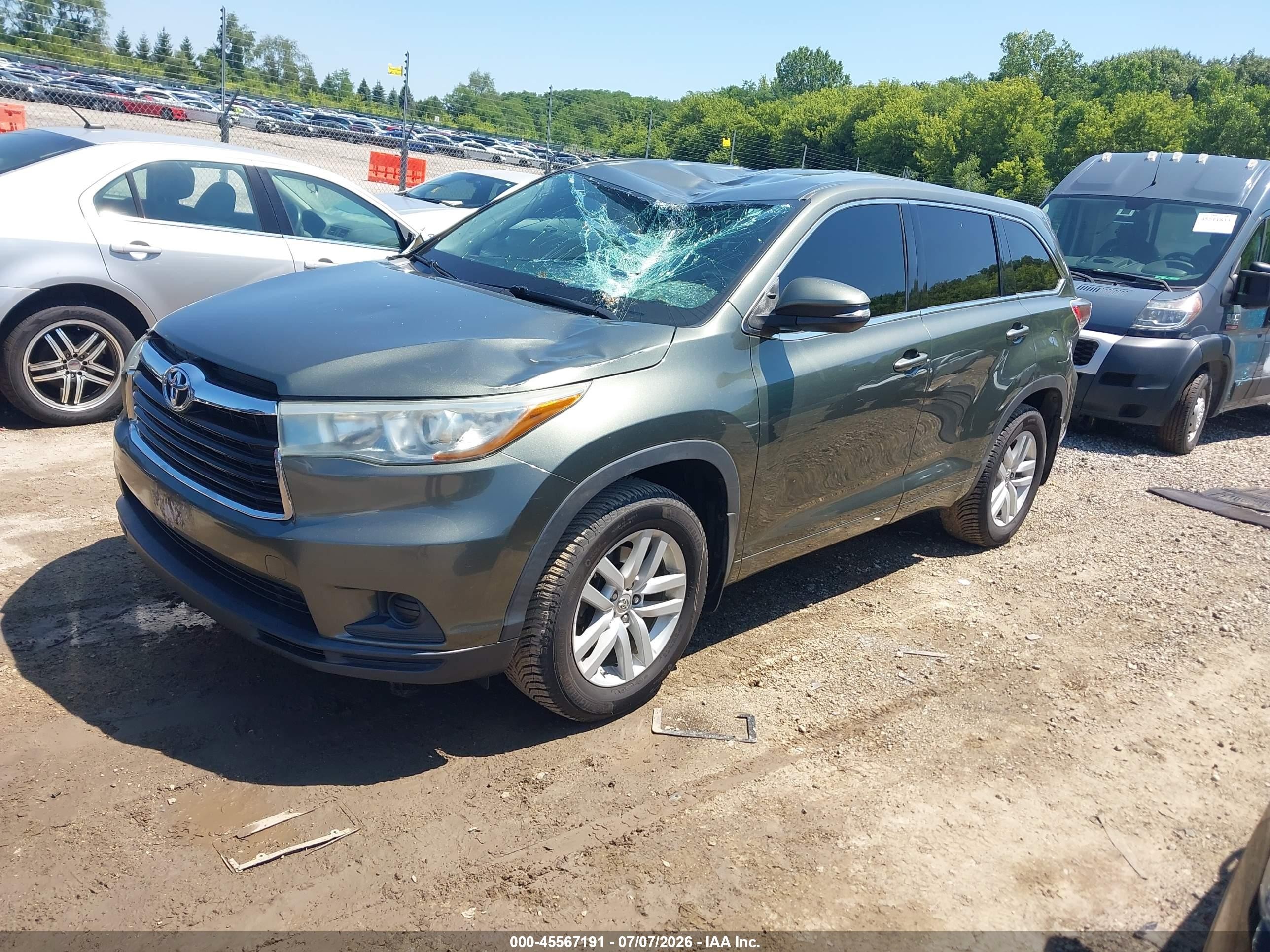 2015 Toyota Highlander Le V6 Green vin: 5TDBKRFH0FS158218