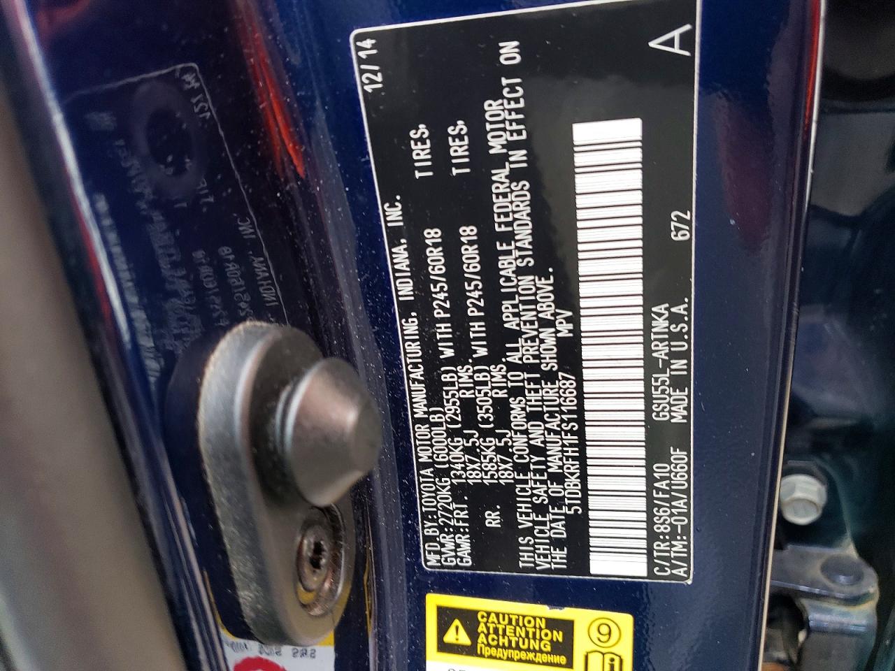 2015 Toyota Highlander Le Plus Синий vin: 5TDBKRFH1FS116687