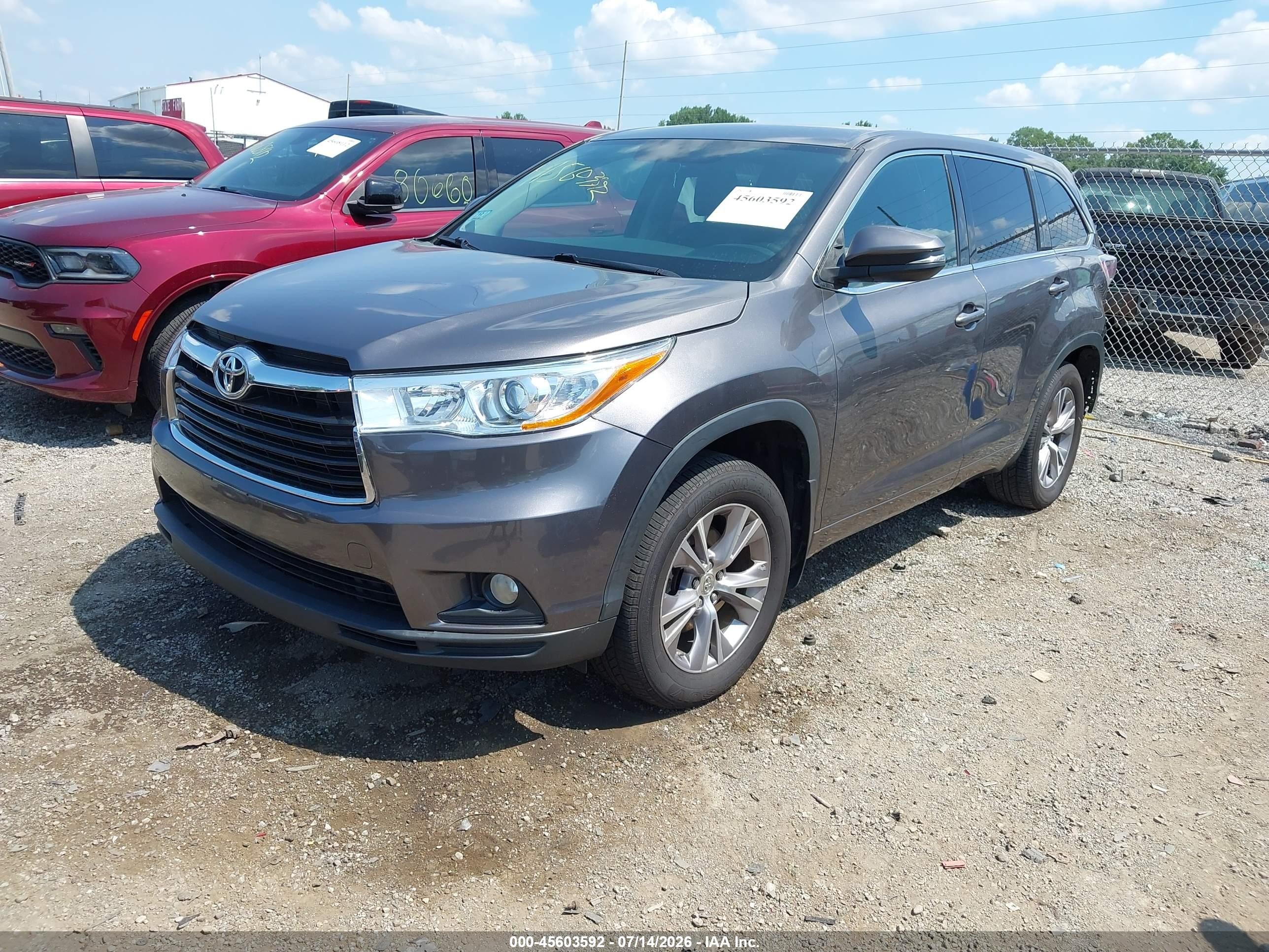 2015 Toyota Highlander Le Plus V6 Gray vin: 5TDBKRFH1FS149298
