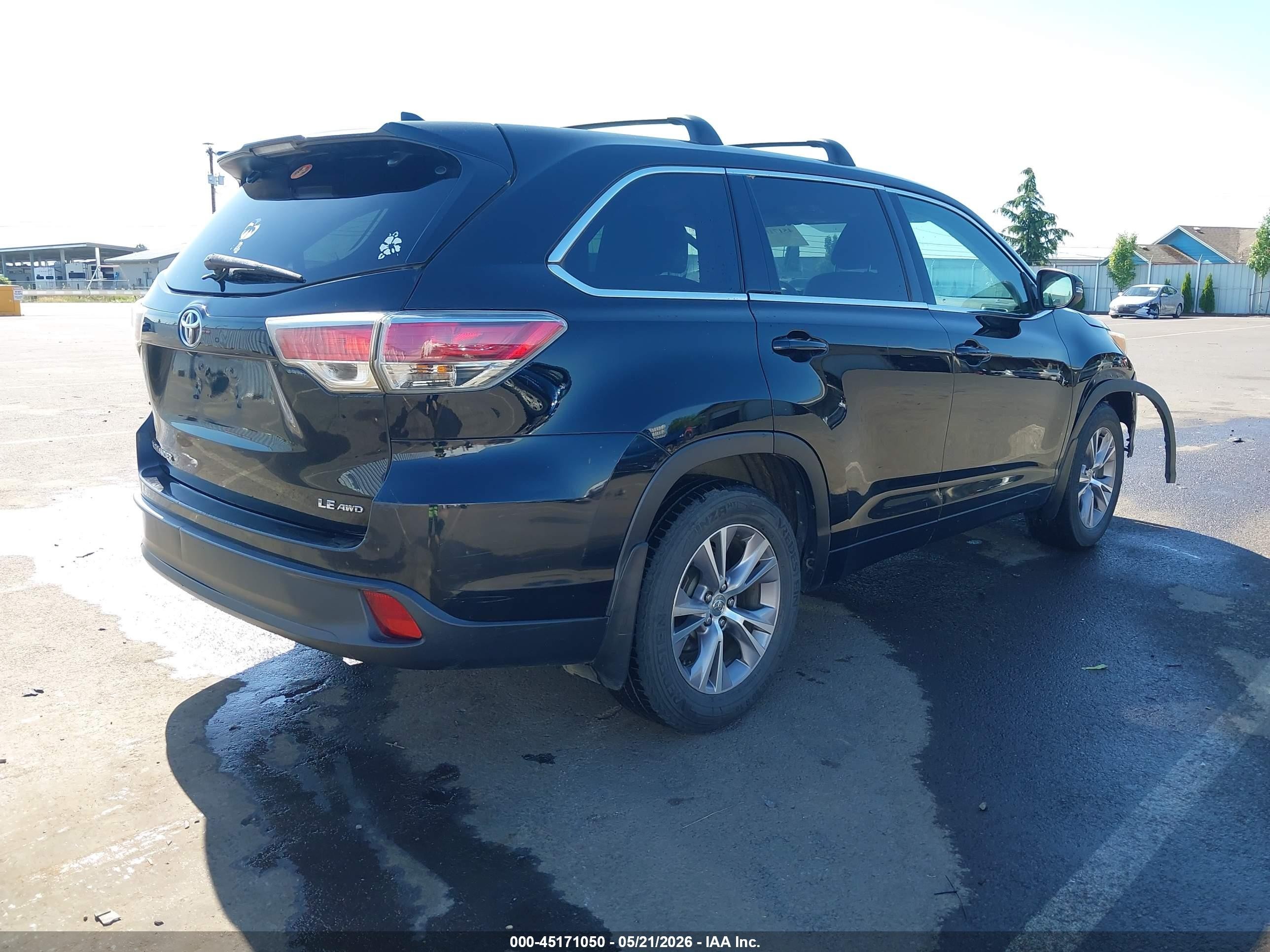 2015 Toyota Highlander Le Plus V6 Black vin: 5TDBKRFH1FS193348