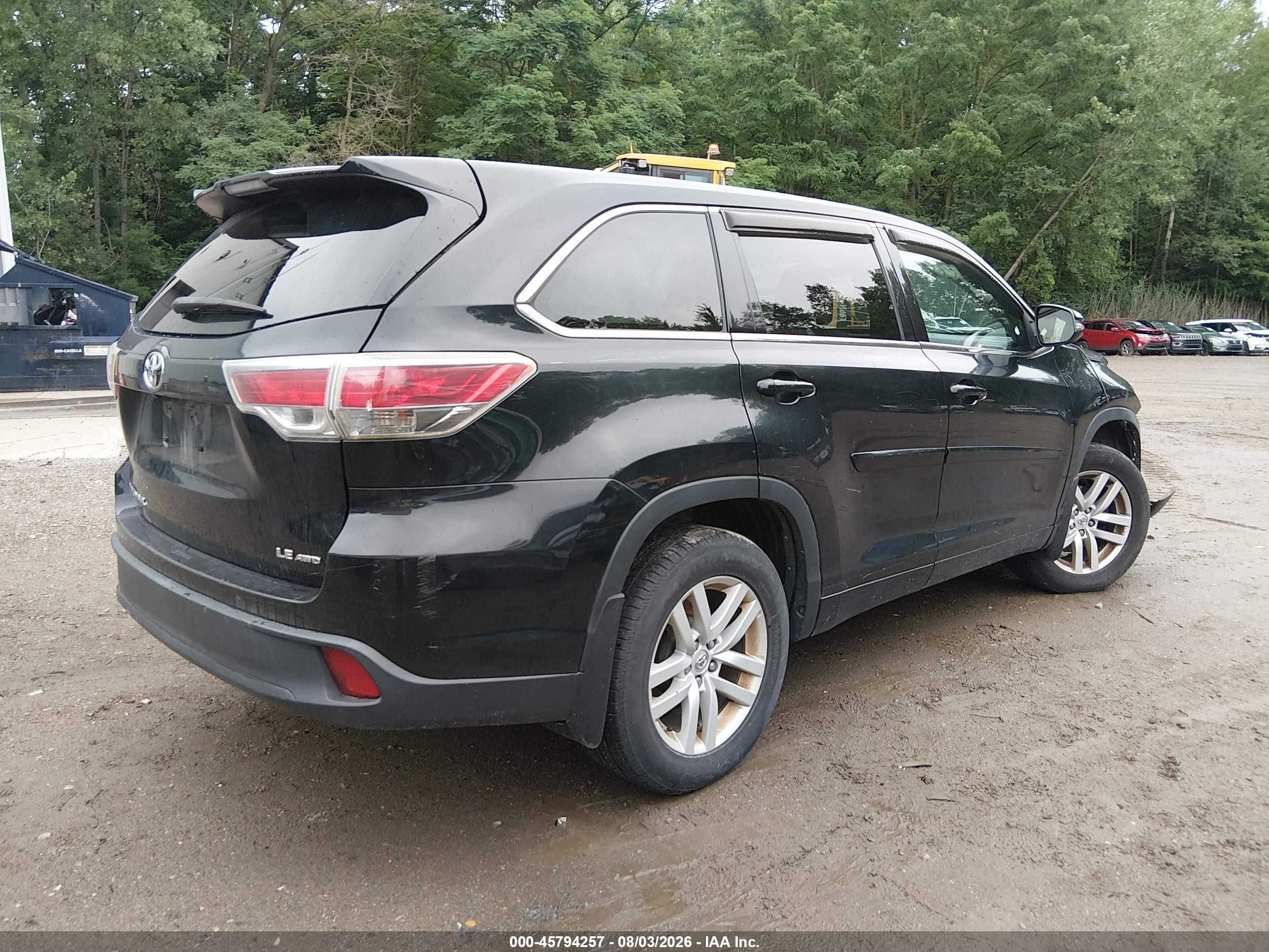 2015 Toyota Highlander Le V6 Черный vin: 5TDBKRFH2FS087135