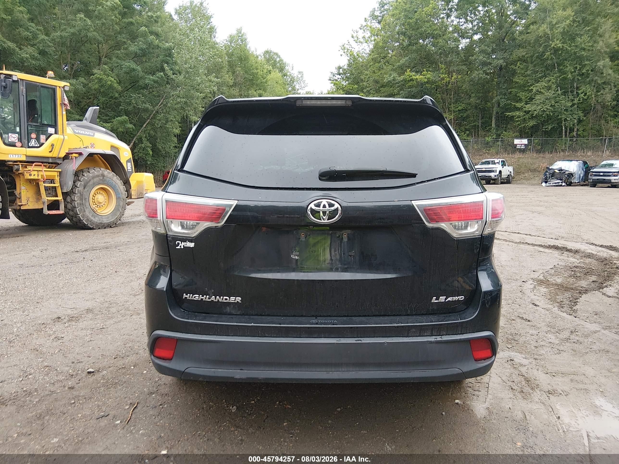 2015 Toyota Highlander Le V6 Черный vin: 5TDBKRFH2FS087135