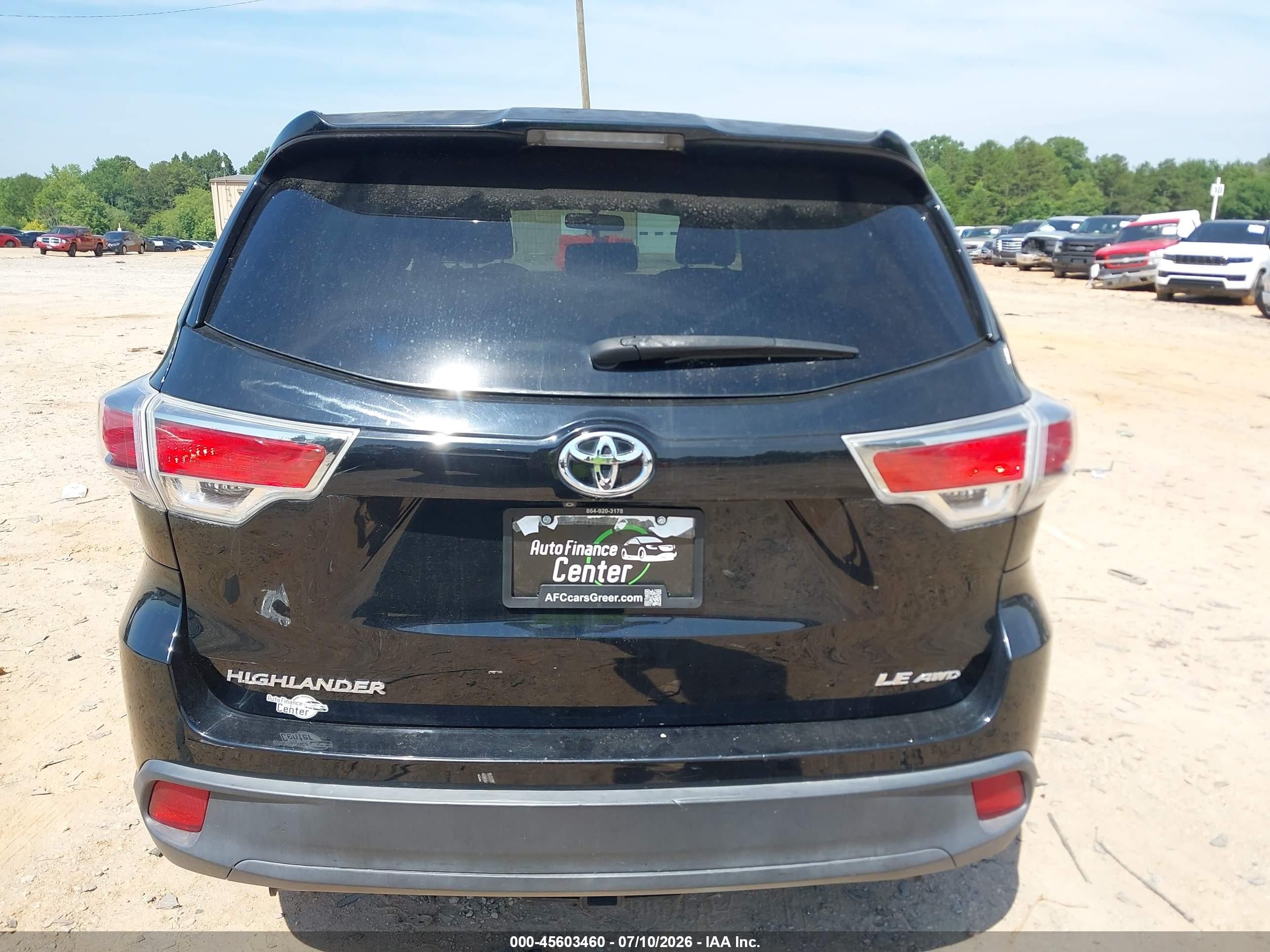 2014 Toyota Highlander Le V6 Black vin: 5TDBKRFH3ES046821