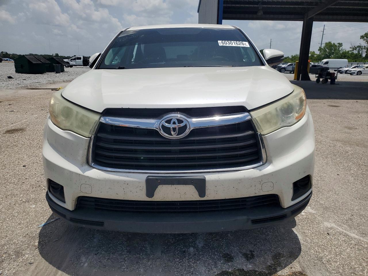2014 Toyota Highlander Le White vin: 5TDBKRFH3ES055079